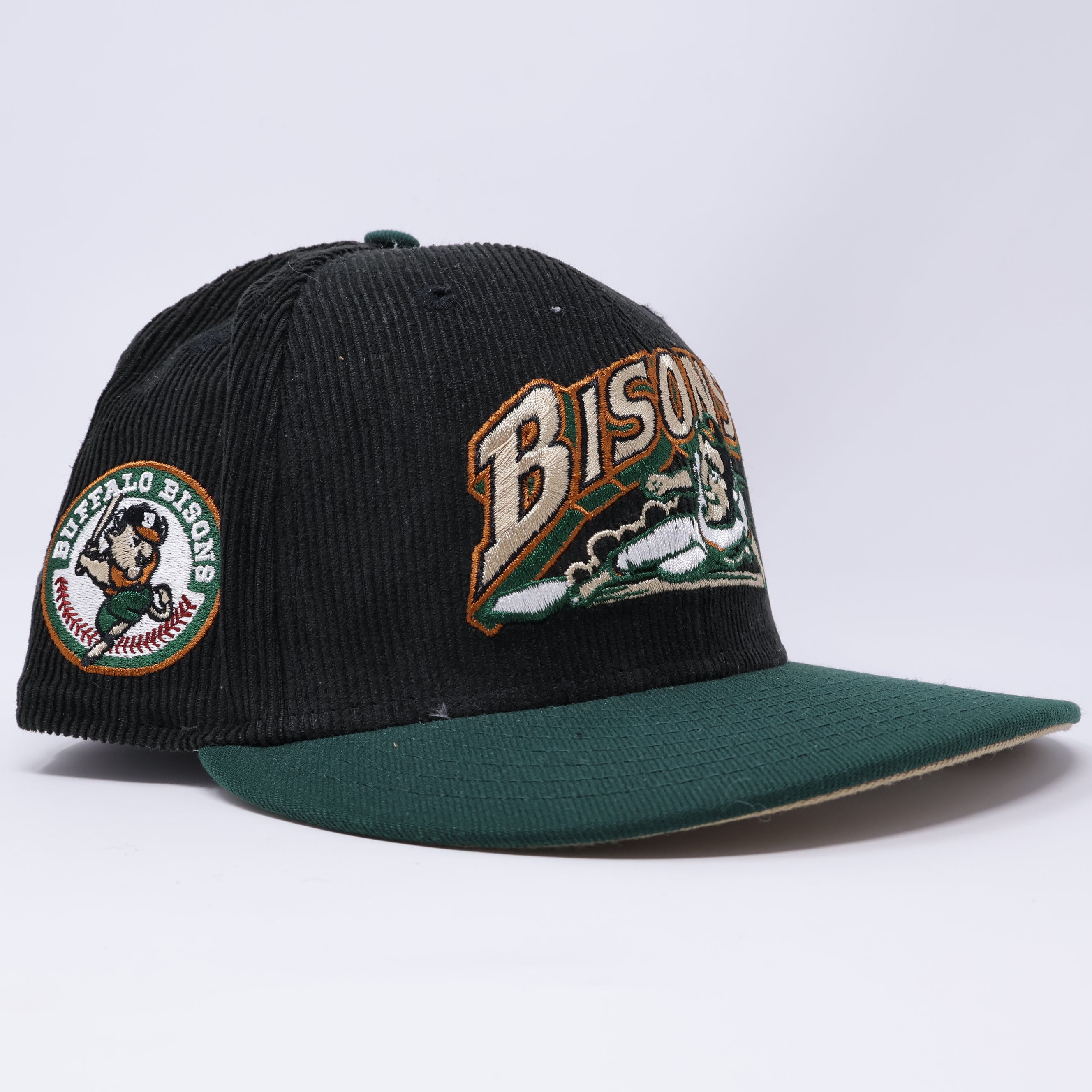 USED 1/8 Black Buffalo Bisons Minor League 59fifty New Era Fitted Hat Cap