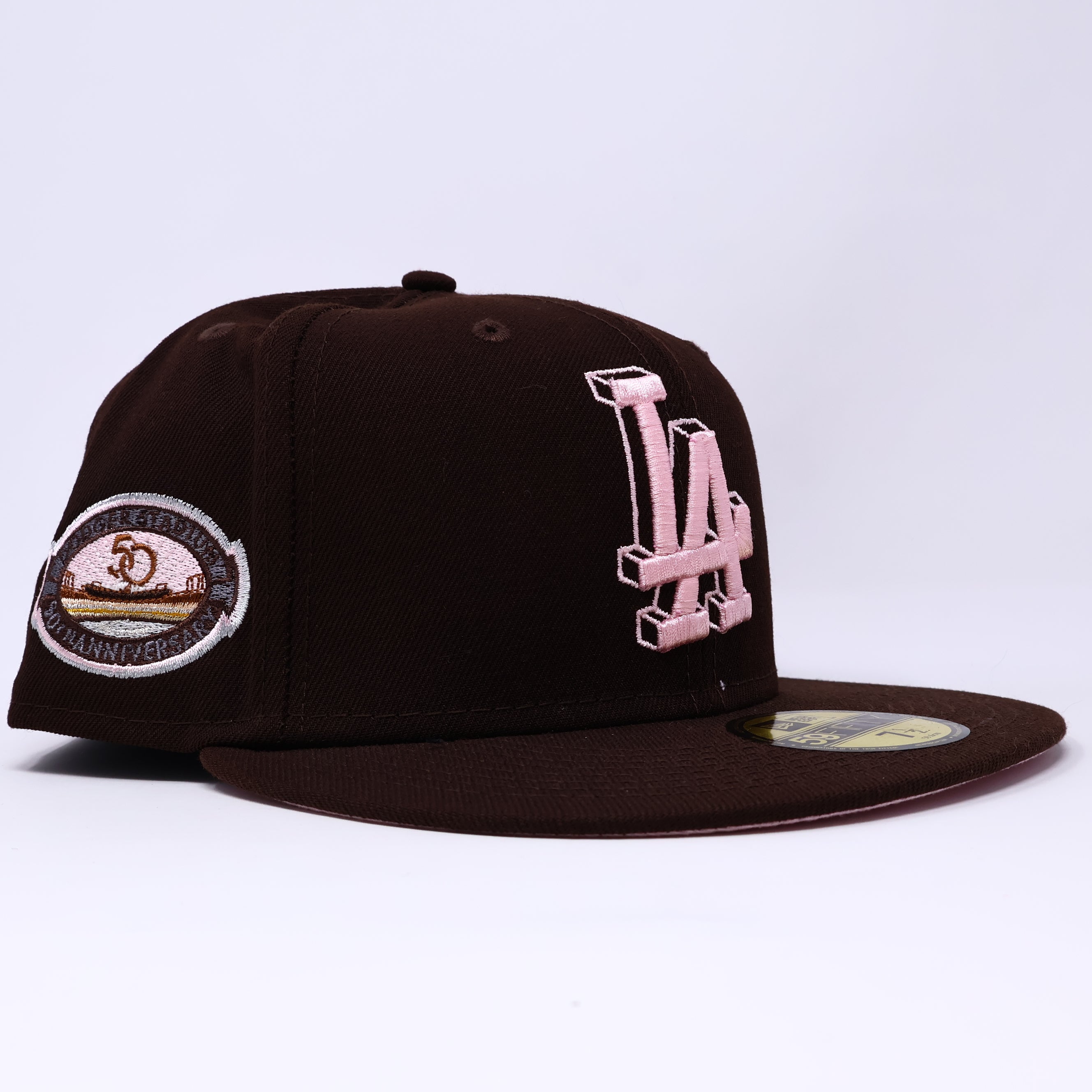 NWT 1/2 Brown Los Angeles Dodgers 50th Anniversary 59FIFTY New Era Fitted Hat Cap