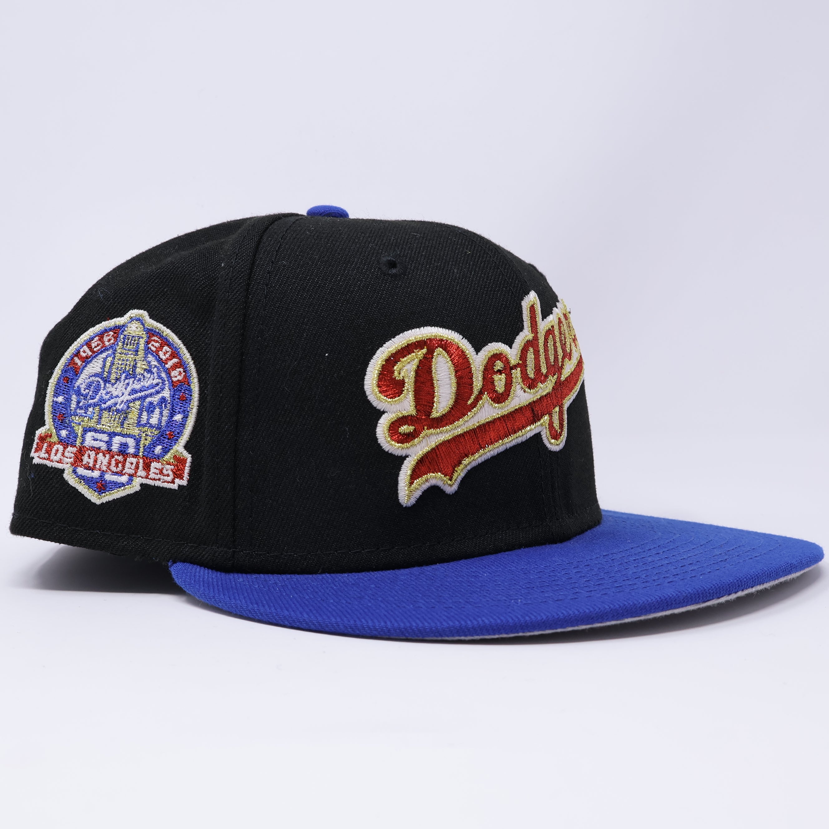 USED 1/8 Black Los Angeles Dodgers 50th Anniversary 59fifty New Era Fitted Hat Cap
