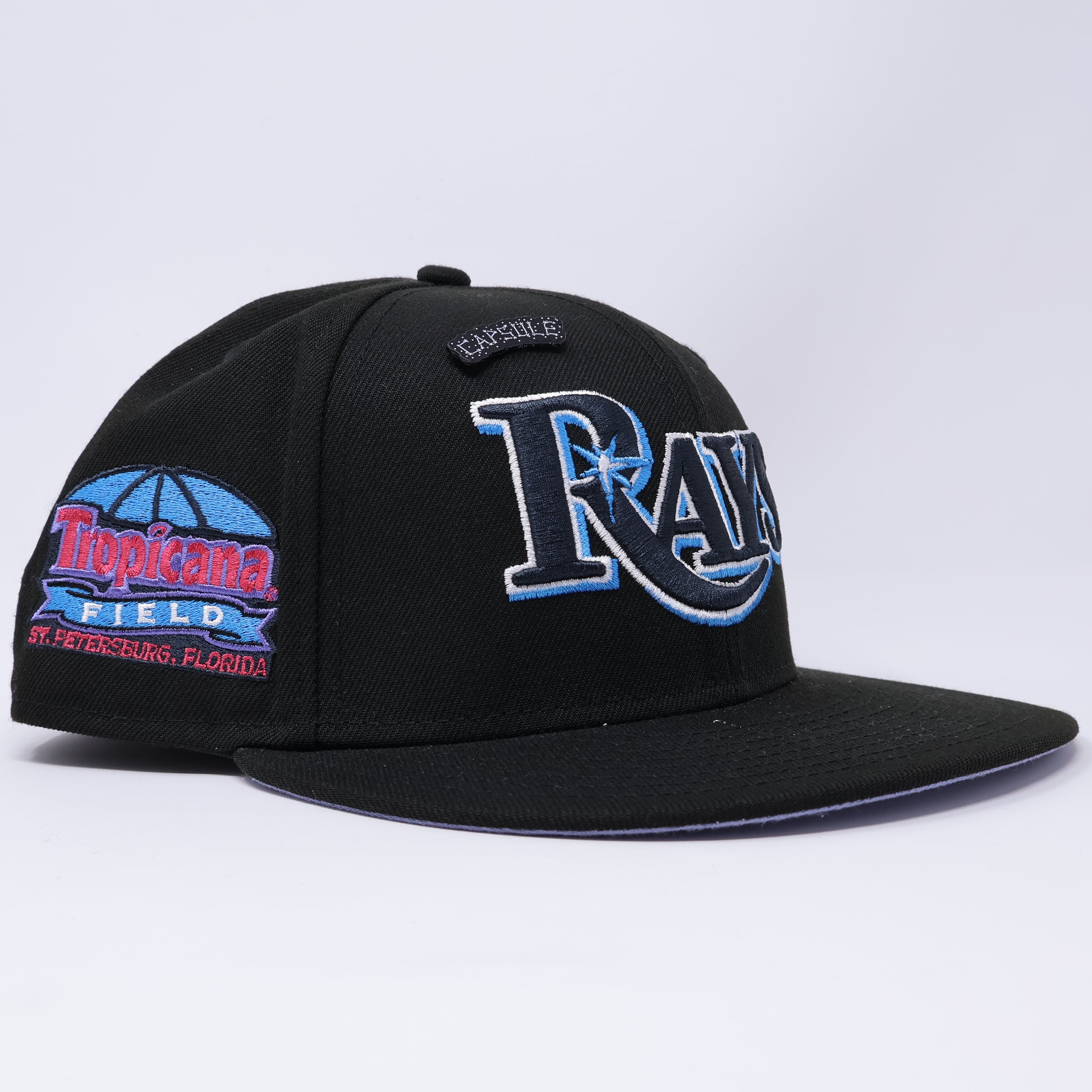 USED 1/8 Black Tampa Devil Rays Tropicana Field 59fifty New Era Fitted Hat Cap
