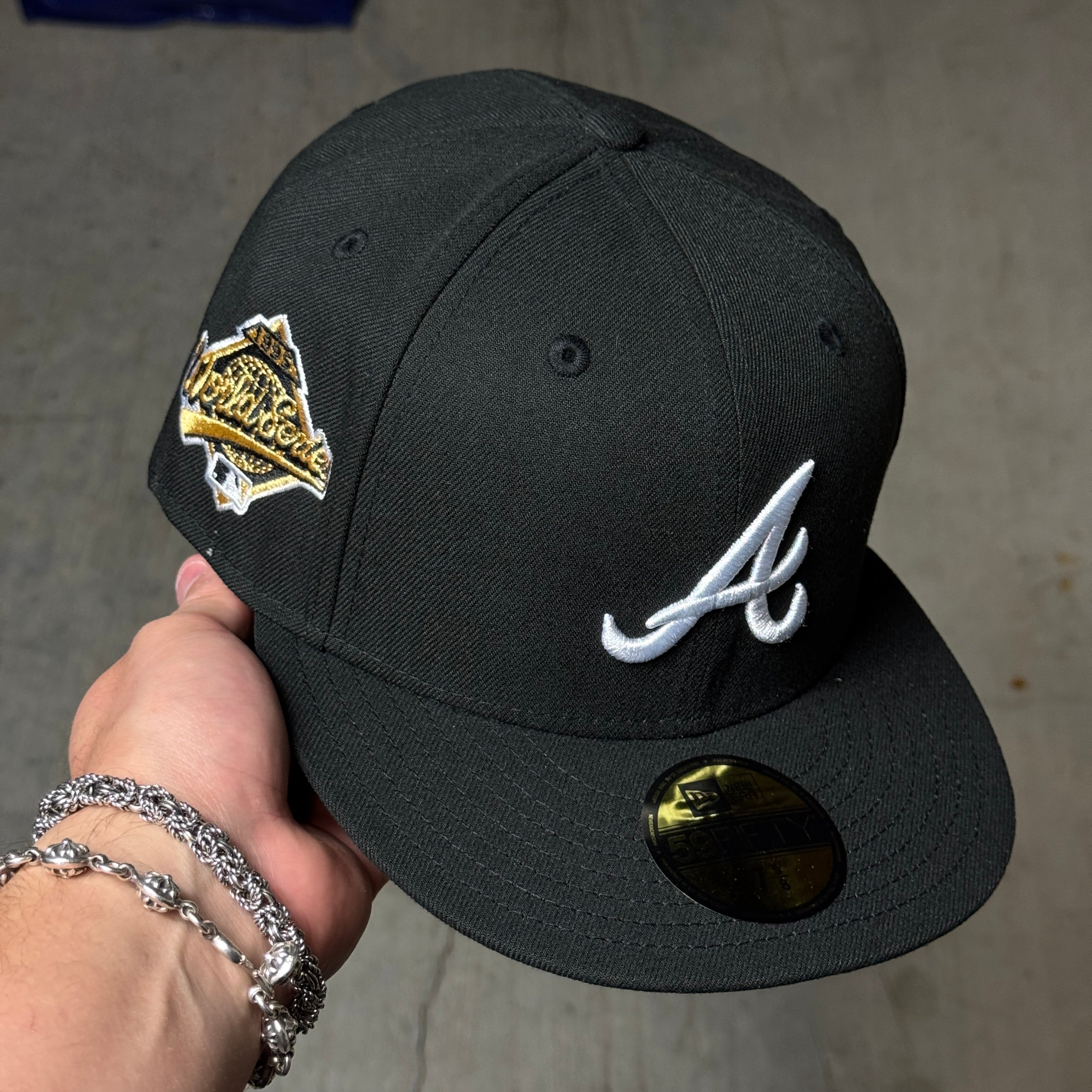 NWT 5/8 Black Atlanta Braves 1995 World Series 59fifty New Era Fitted Hat Cap