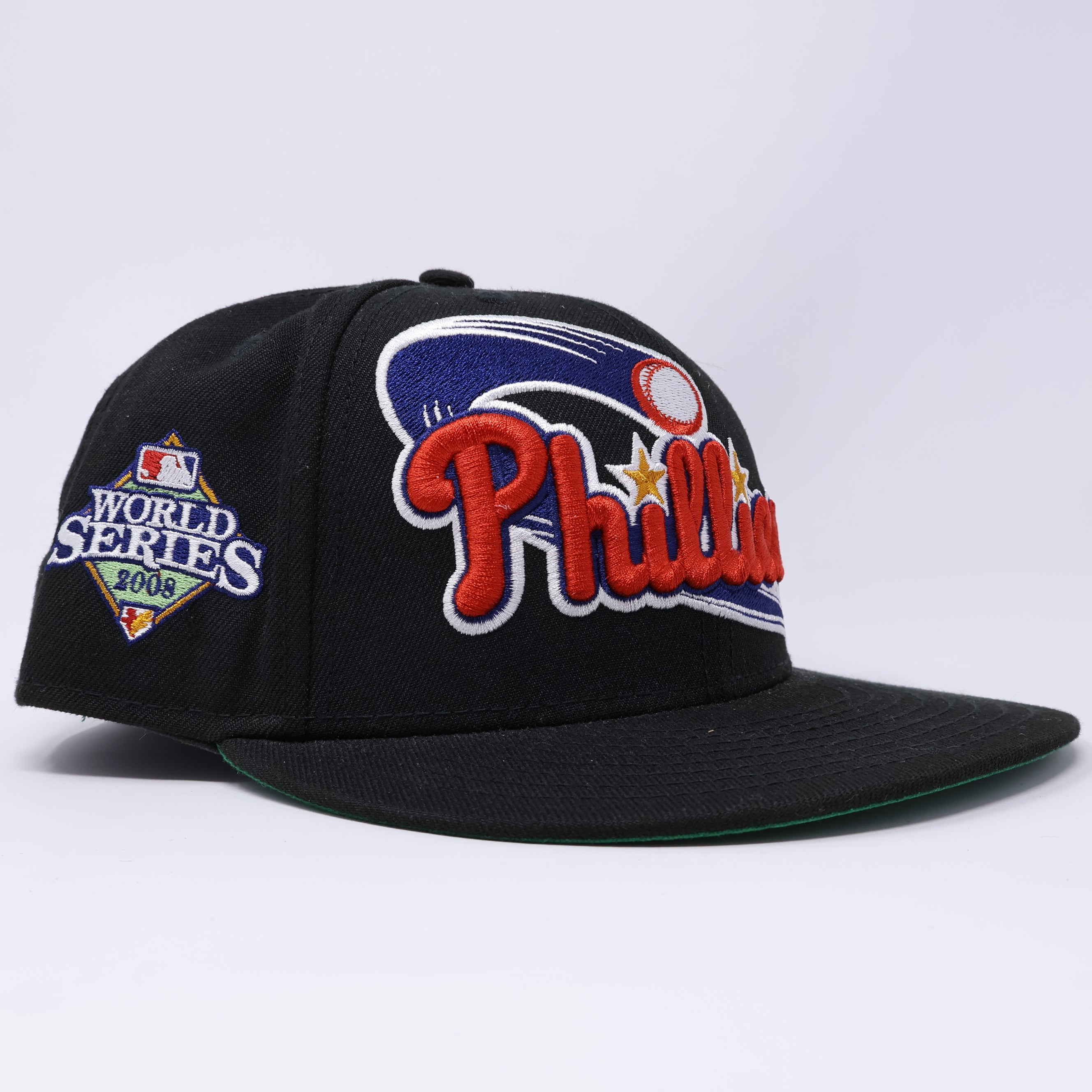 USED 1/8 Black Philadelphia Phillies 2008 World Series 59fifty New Era Fitted Hat Cap