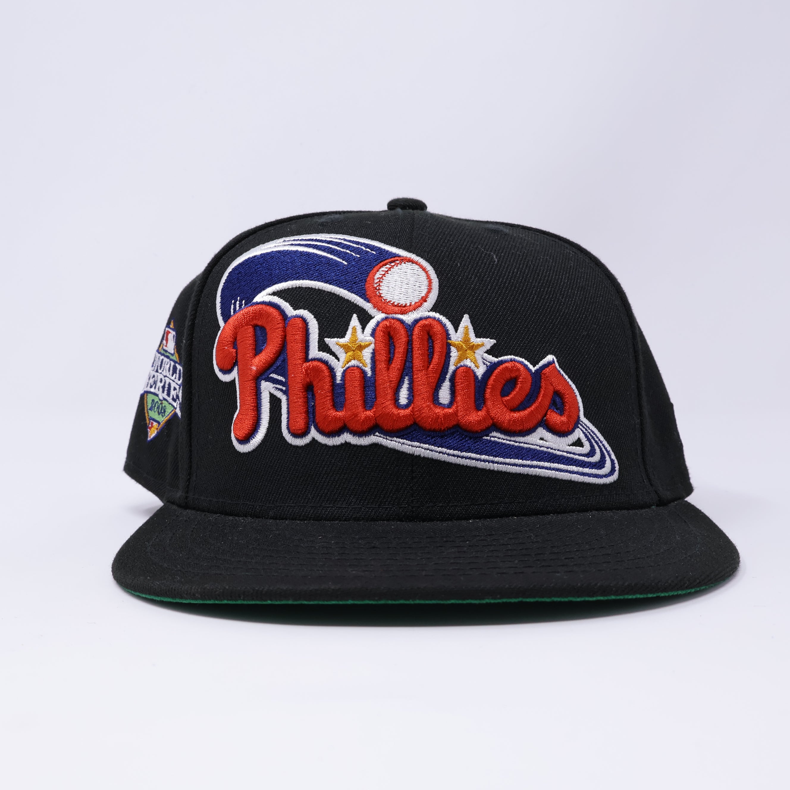 USED 1/8 Black Philadelphia Phillies 2008 World Series 59fifty New Era Fitted Hat Cap
