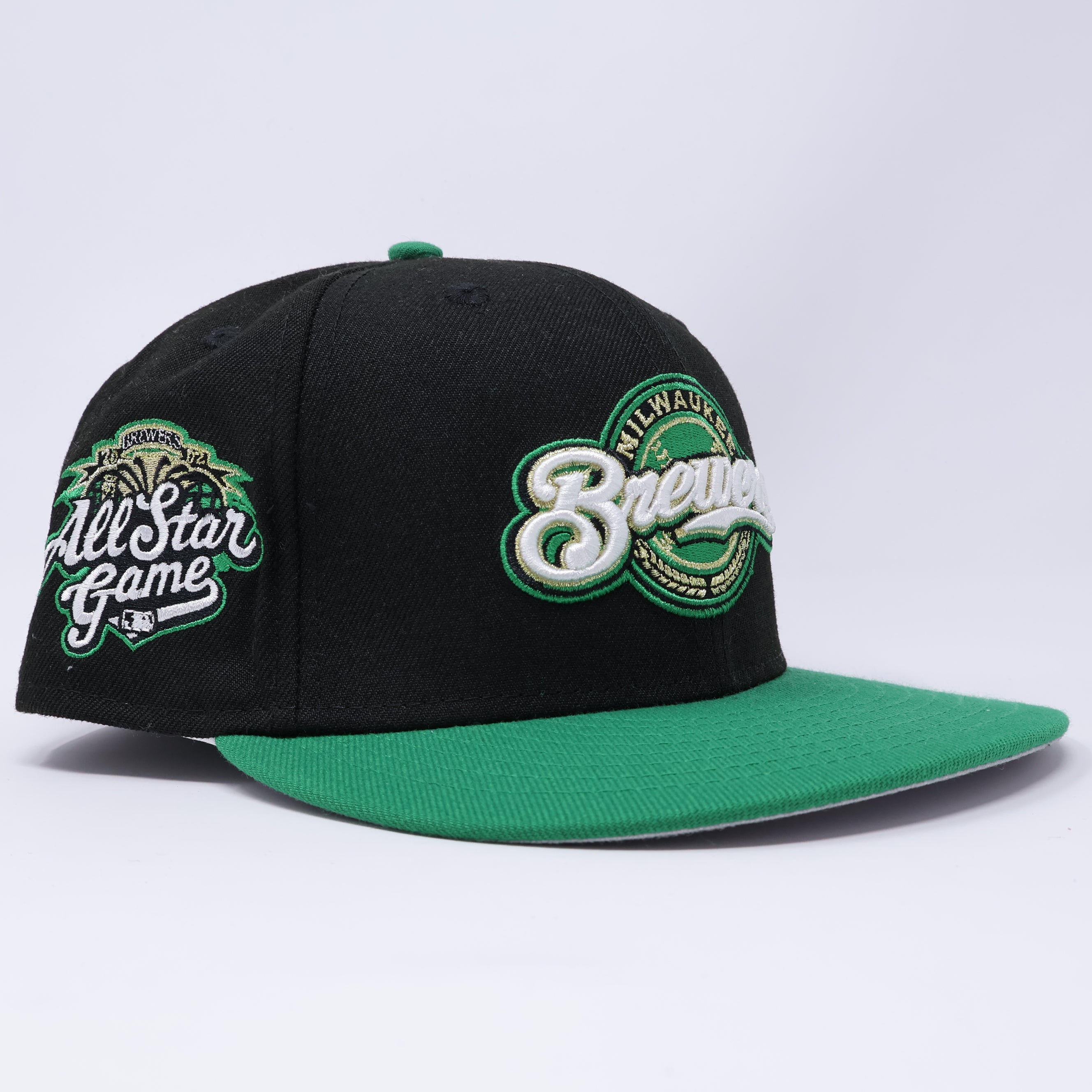 1/8 USED Black Milwaukee Brewers All Star Game Green 59fifty New Era Fitted Hat Cap