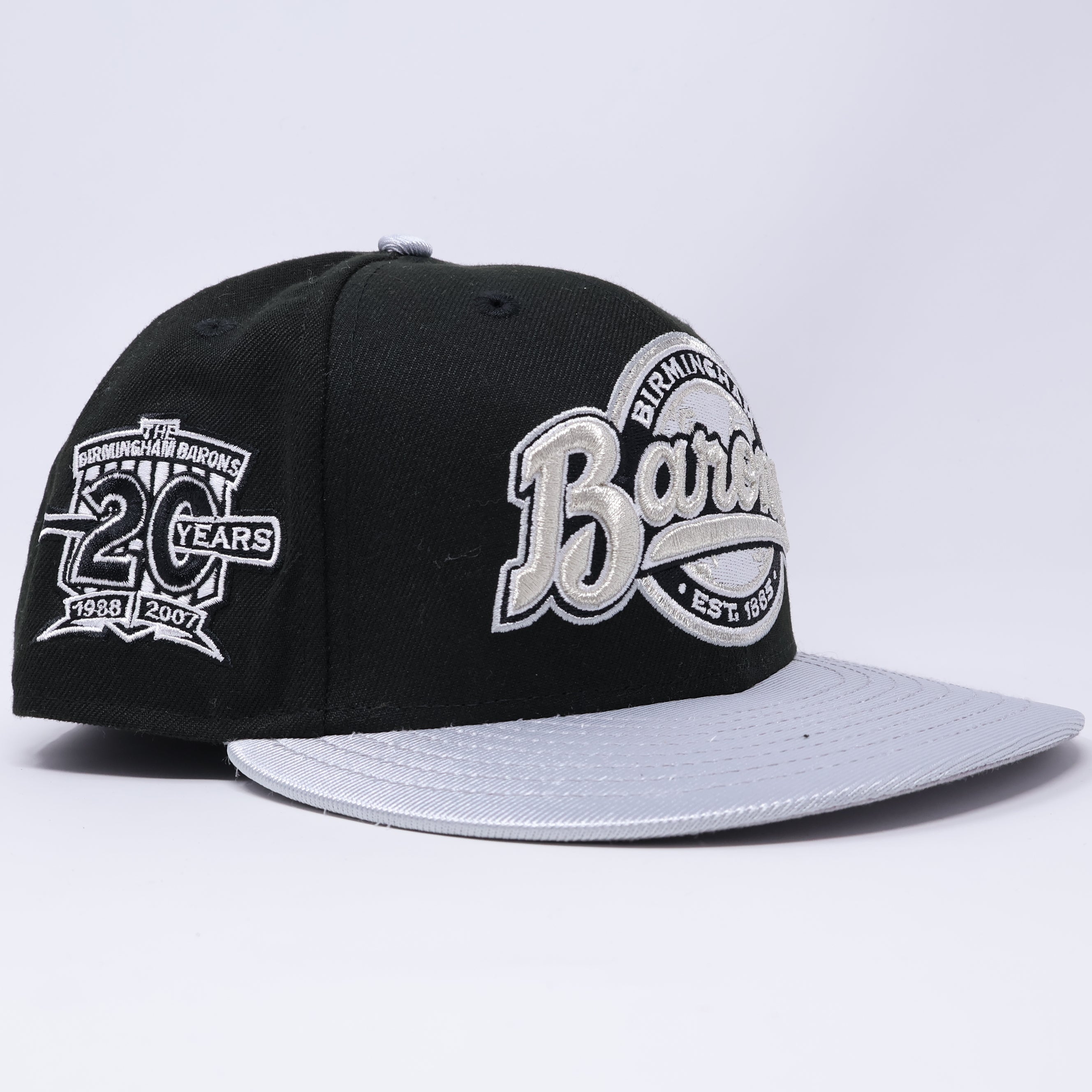 USED 1/8 Black Birmingham Barons 20 Years 59fifty New Era Fitted Hat Cap