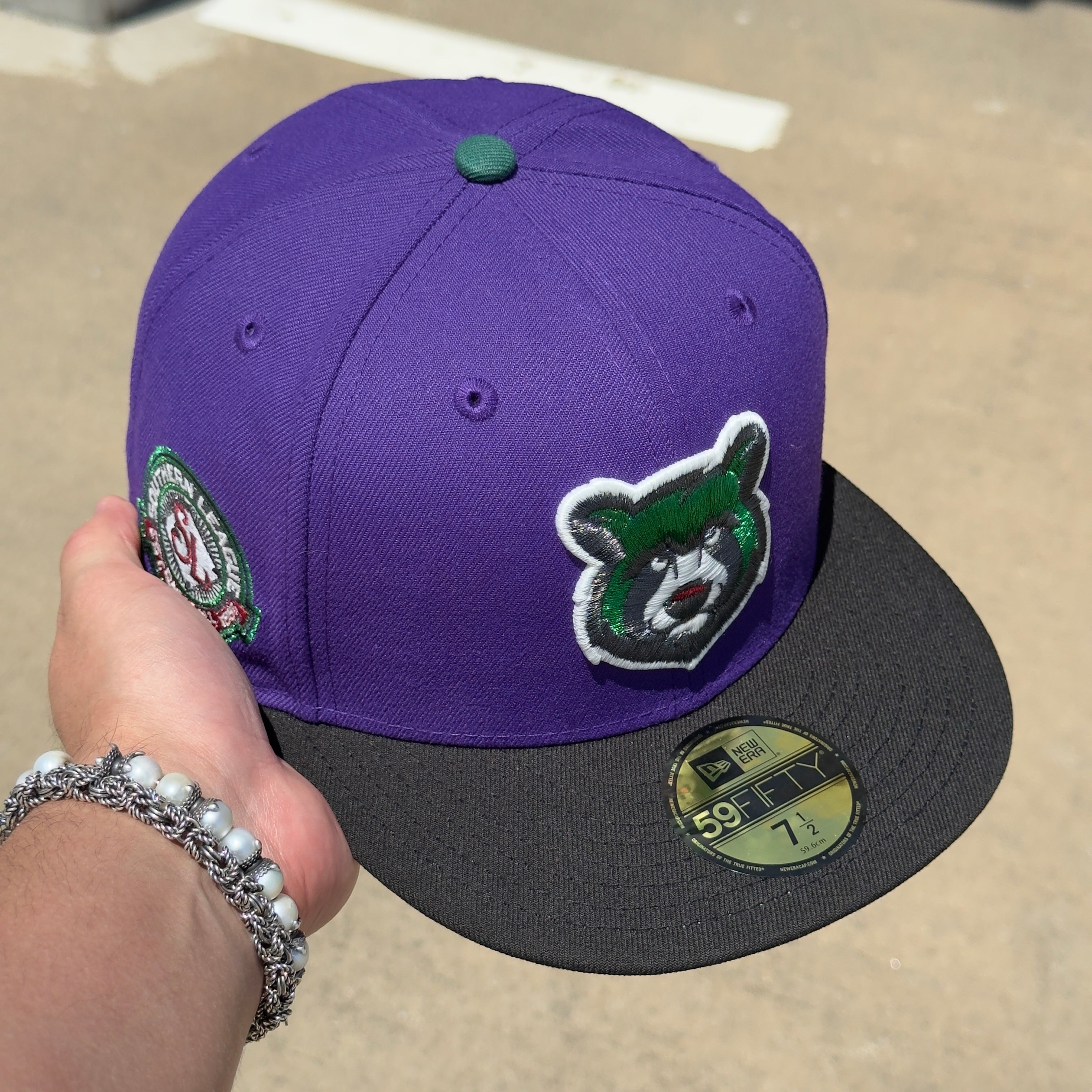 NEW 1/2 Purple Southern League Double-A Bear 59FIFTY New Era Fitted Hat Cap