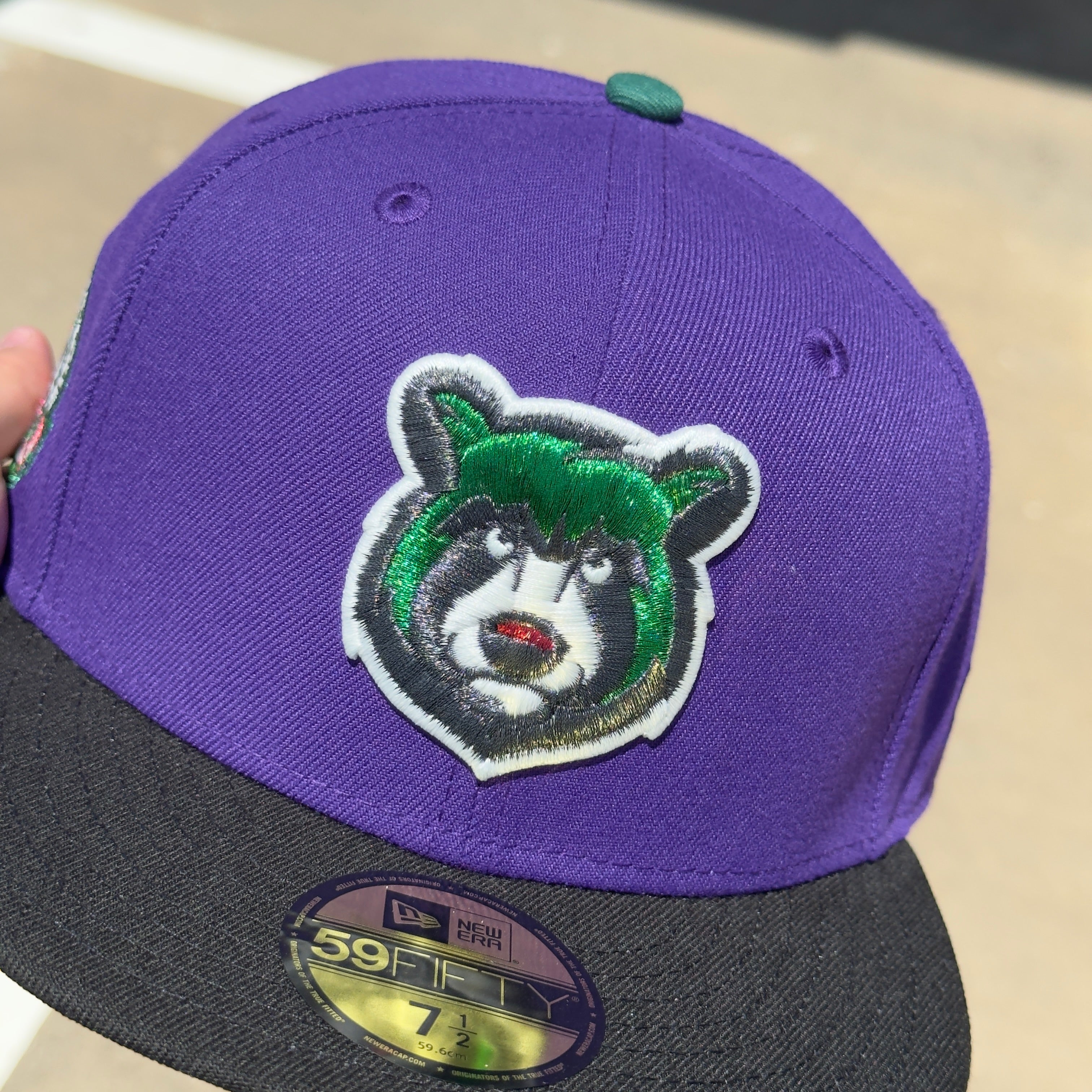 NEW 1/2 Purple Southern League Double-A Bear 59FIFTY New Era Fitted Hat Cap