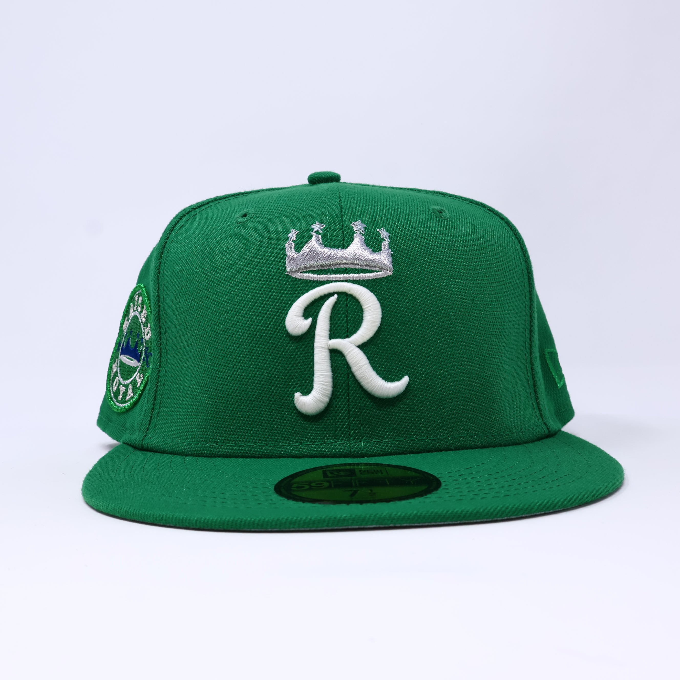 NWT 1/2 Green Kansas City Royals Raised Royal 59FIFTY New Era Fitted Hat Cap