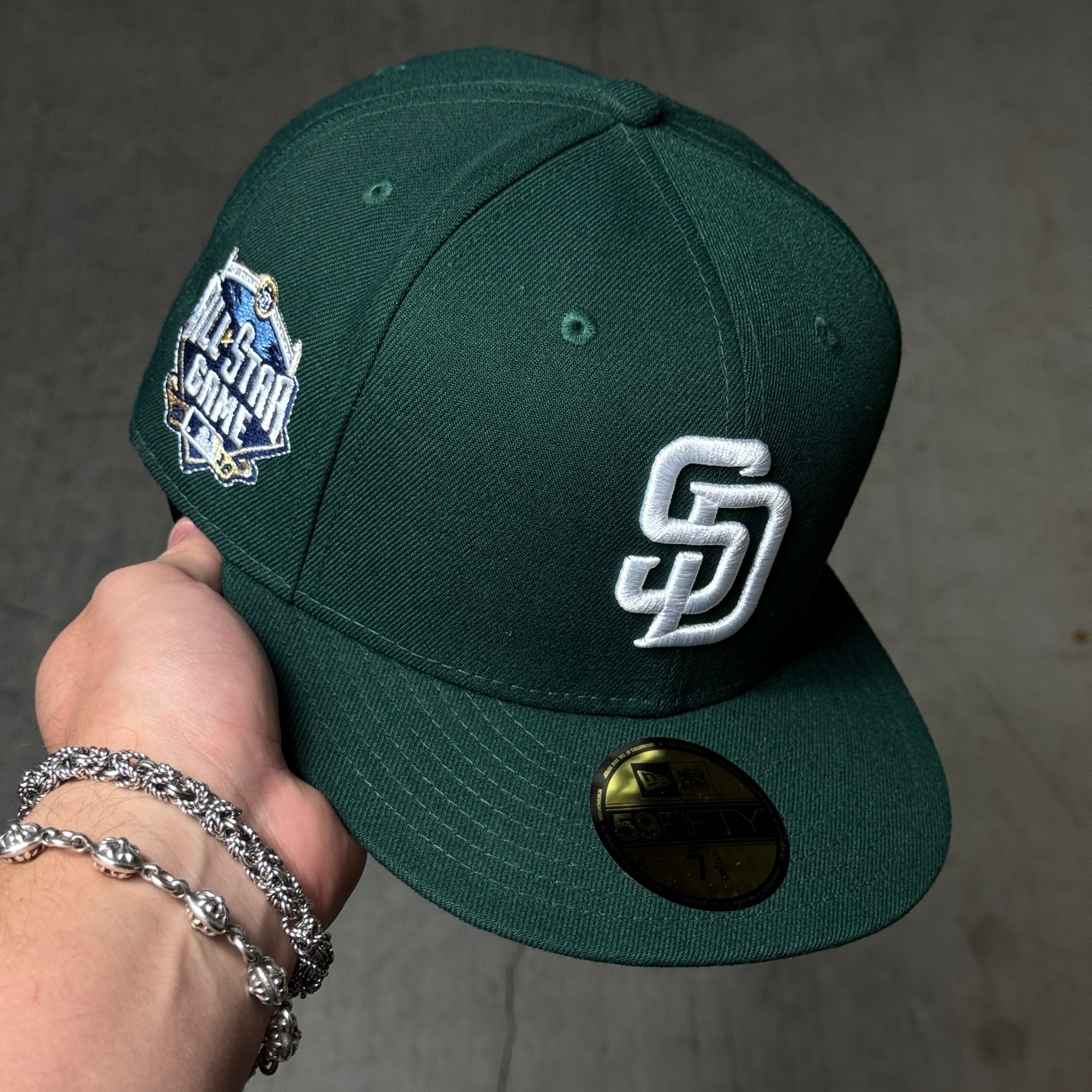 NWT 3/8 Green San Diego Padres 2010 All Star Game 59fifty New Era Fitted Hat Cap