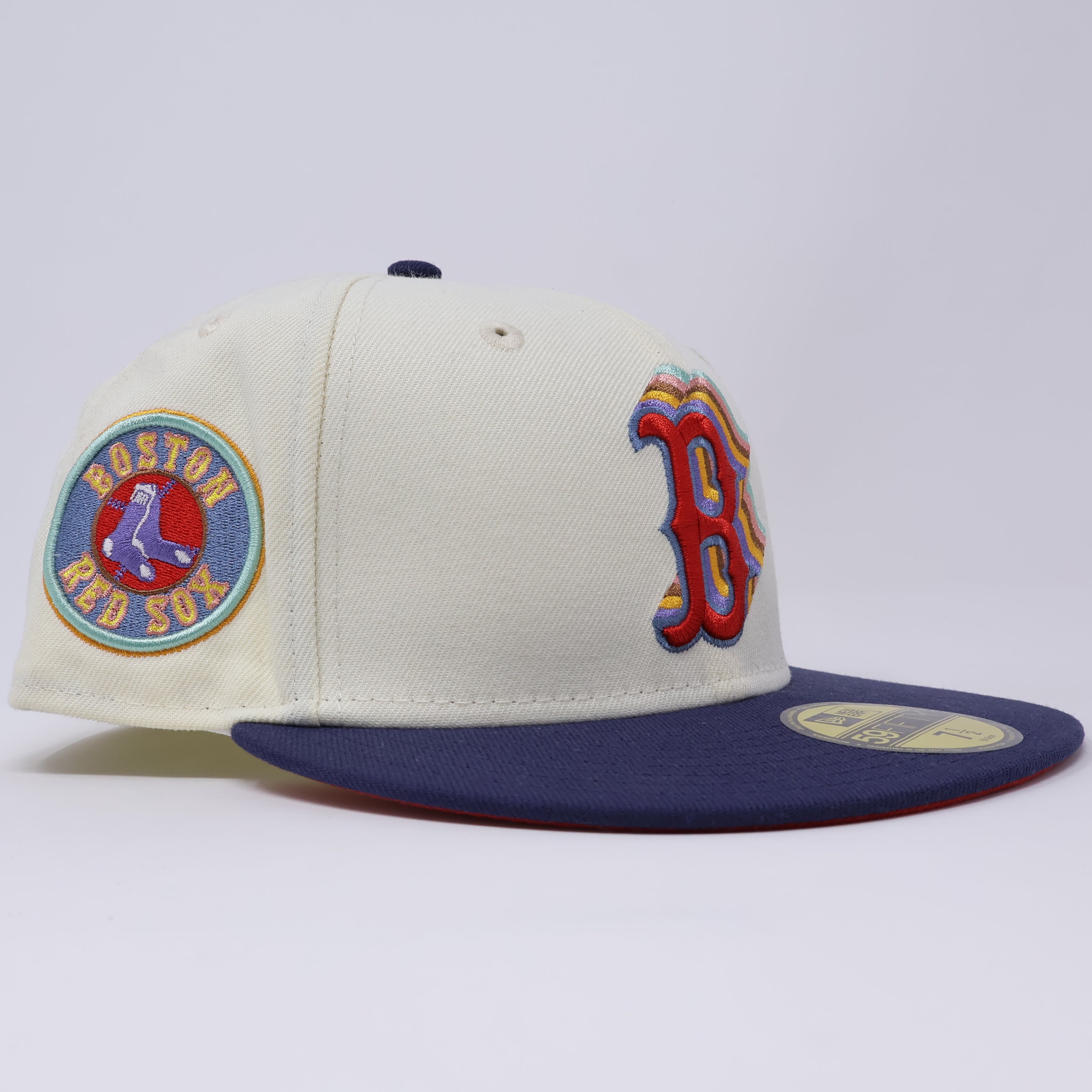 NWT 1/2 Cream Boston Red Sox Circle Logo 59FIFTY New Era Fitted Hat Cap