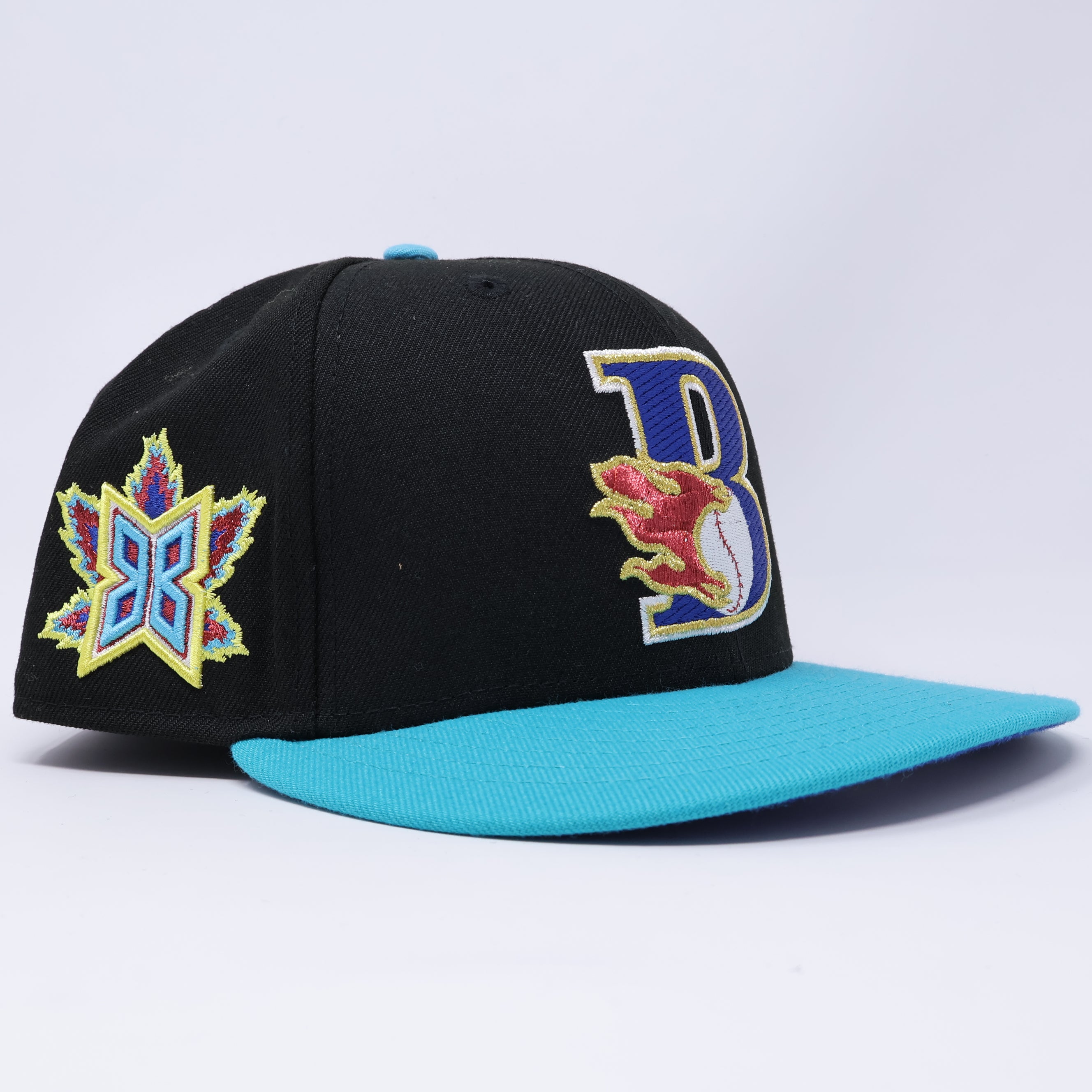 USED 1/8 Black Bakersfield Blaze Minor League 59fifty New Era Fitted Hat Cap