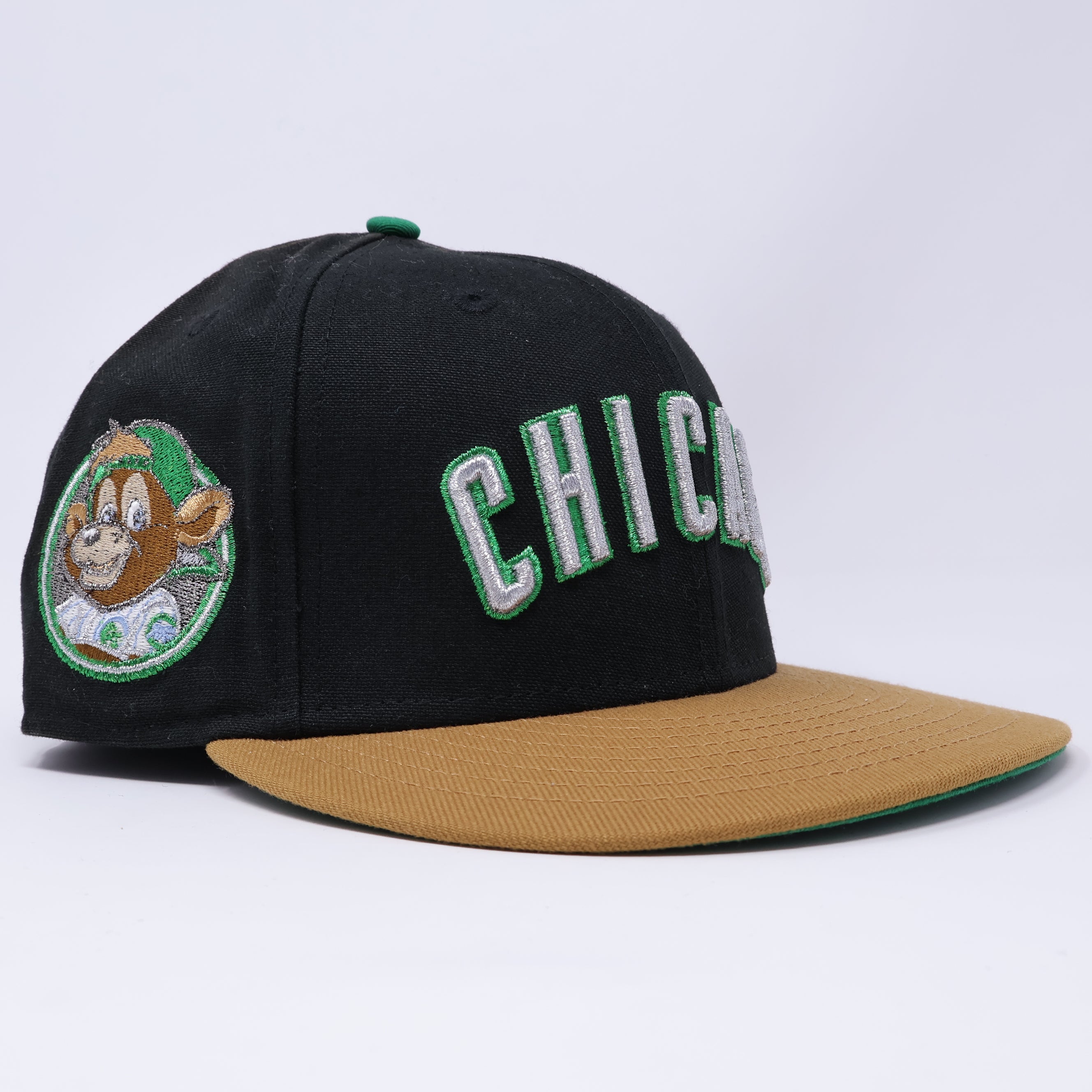 7 1/8 USED Black Chicago Cubs Clark Mascot Script 59fifty New Era Fitted Hat Cap