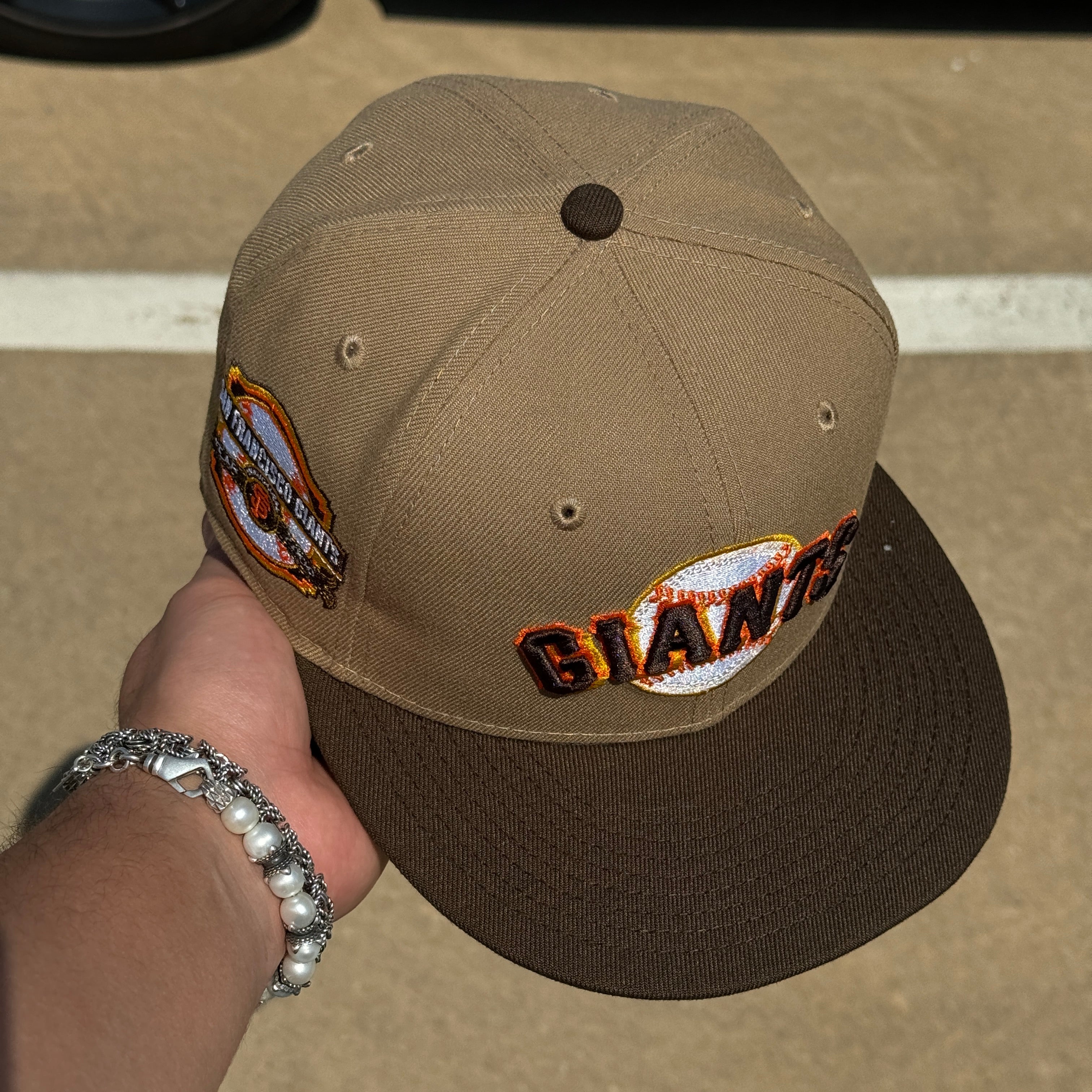 USED 1/8 Khaki San Francisco Giants 2000 Inagural Year 59fifty New Era Fitted Hat Cap