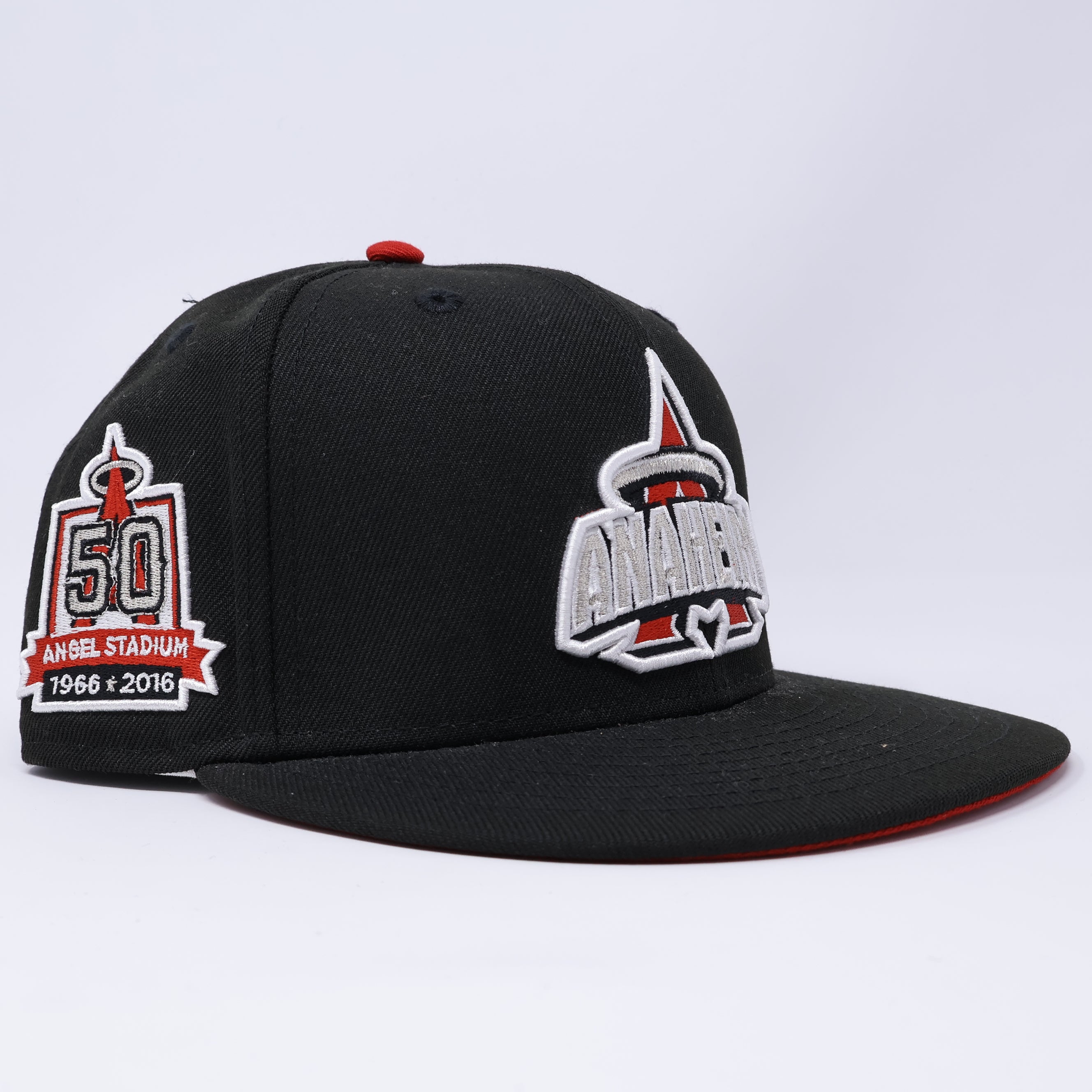 USED 1/8 Black California Angels 50th Anniversary 59fifty New Era Fitted Hat Cap