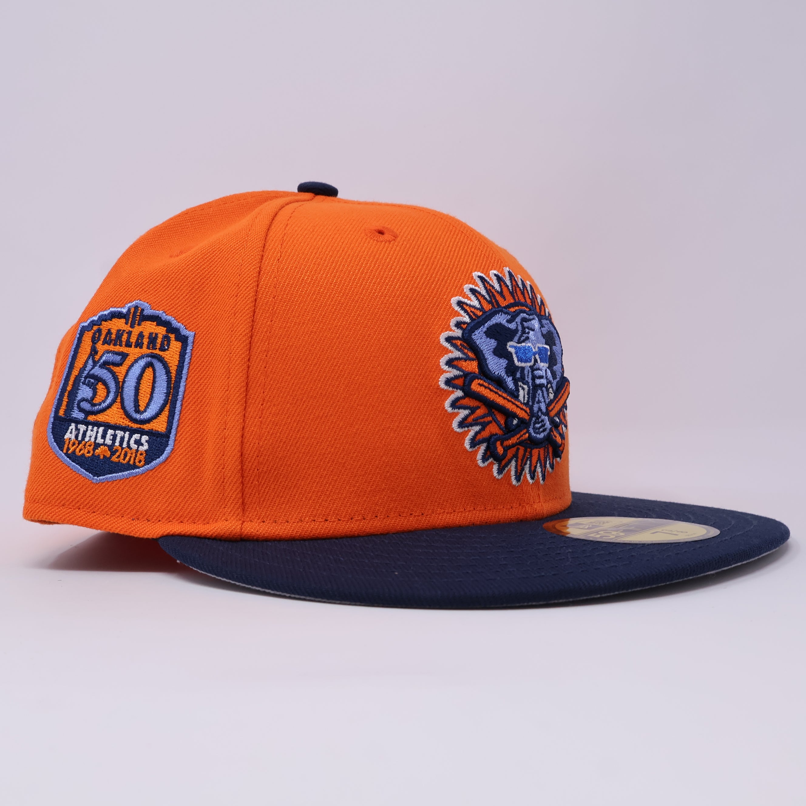 NWT 3/8 Orange Philadelphia Athletics 50th Anniversary 59FIFTY New Era Fitted Hat Cap