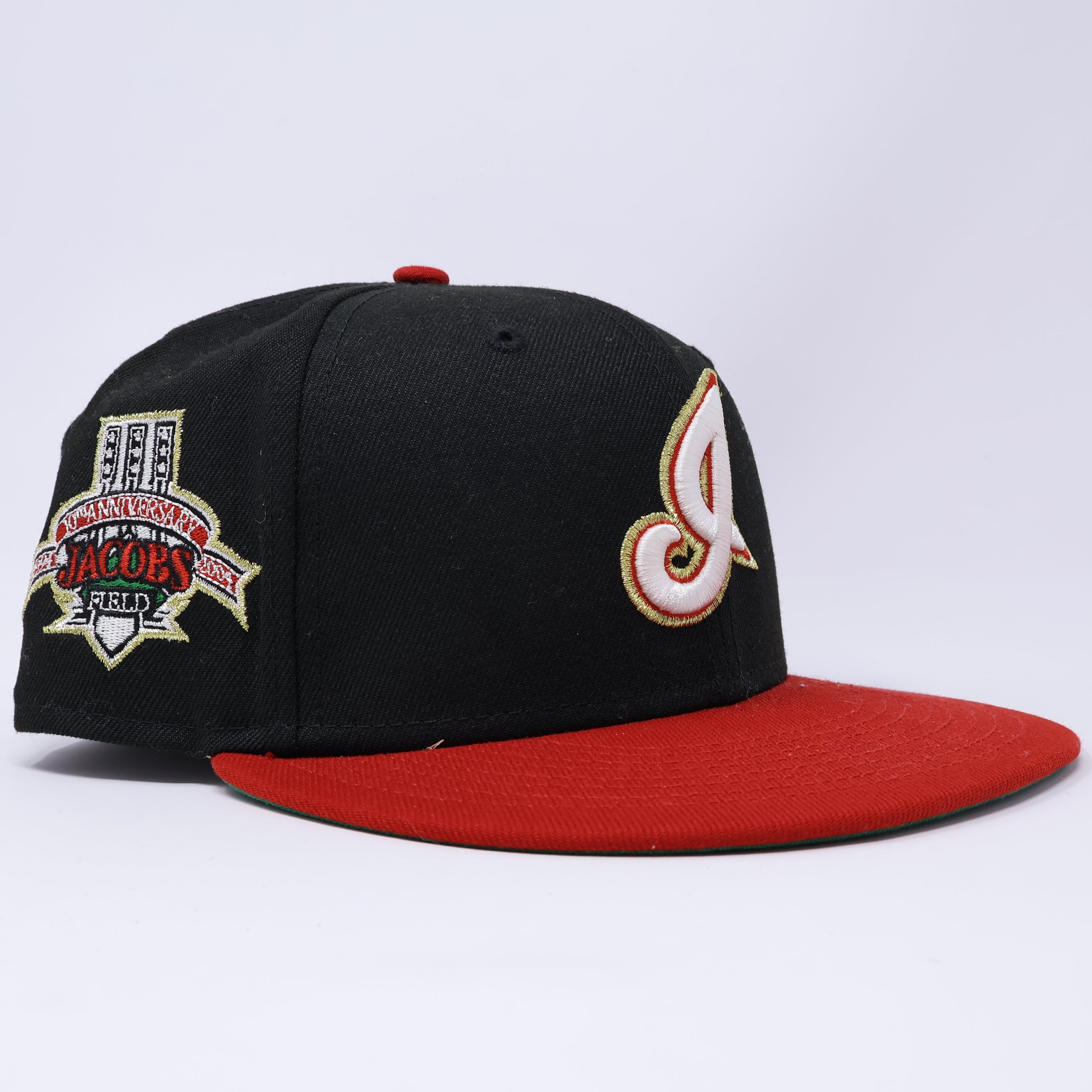 USED 1/8 Black Cleveland Indians Jacobs Field 59fifty New Era Fitted Hat Cap