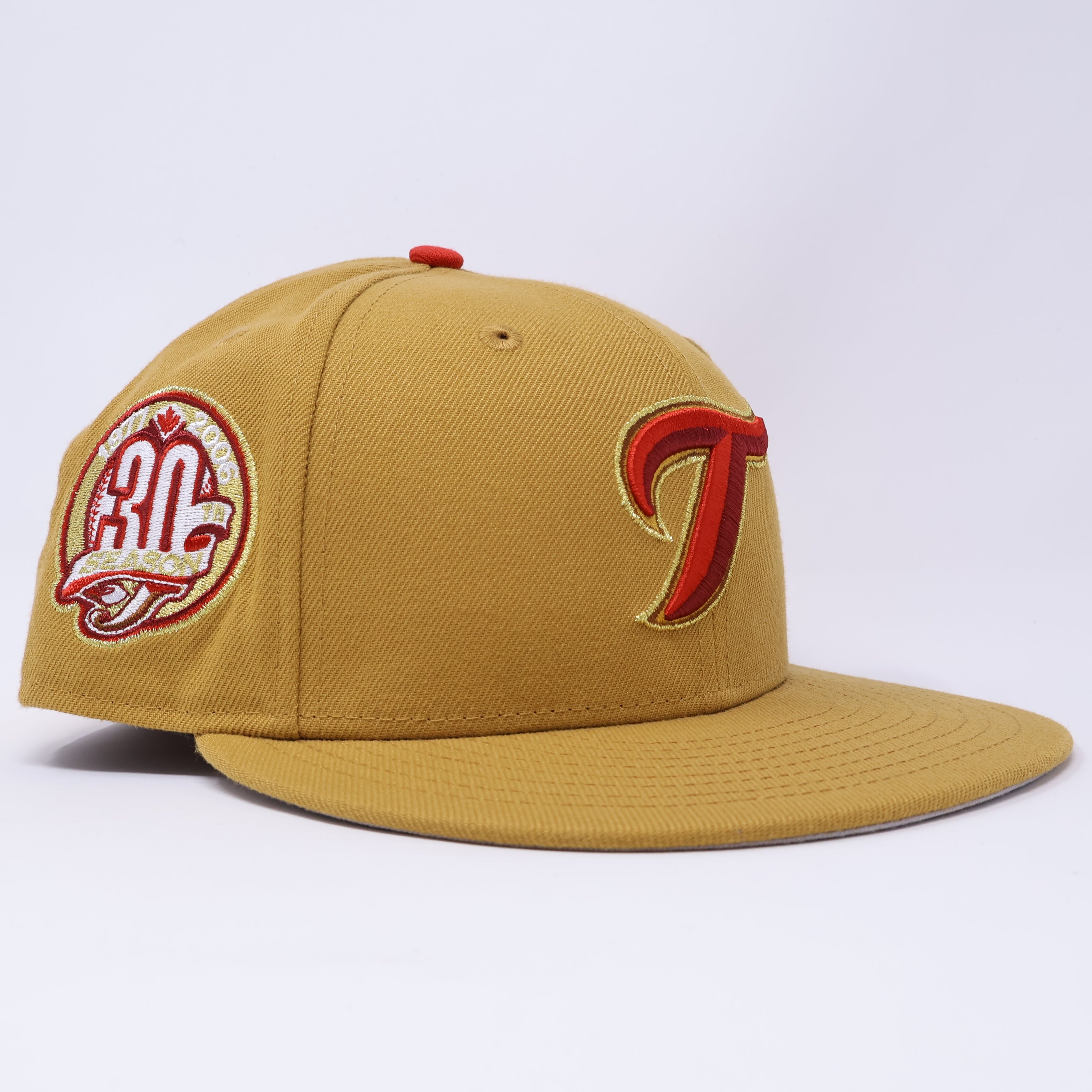 USED 3/8 Khaki Toronto Blue Jays 30th Season 59fifty New Era Fitted Hat Cap