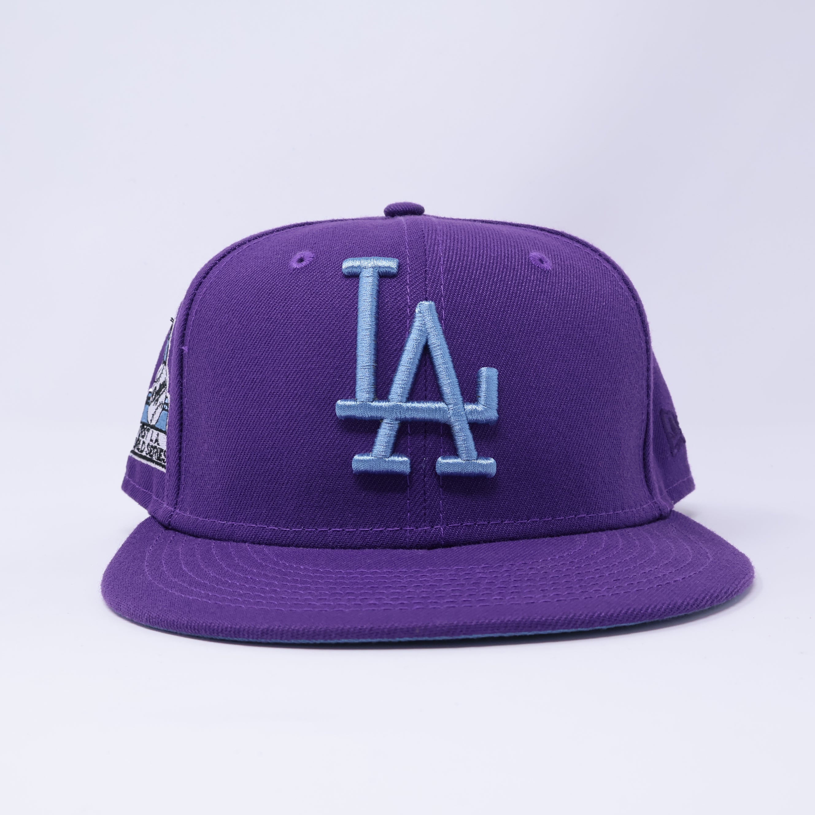 USED 1/4 Purple Los Angeles Dodgers World Series 59fifty New Era Fitted Hat Cap
