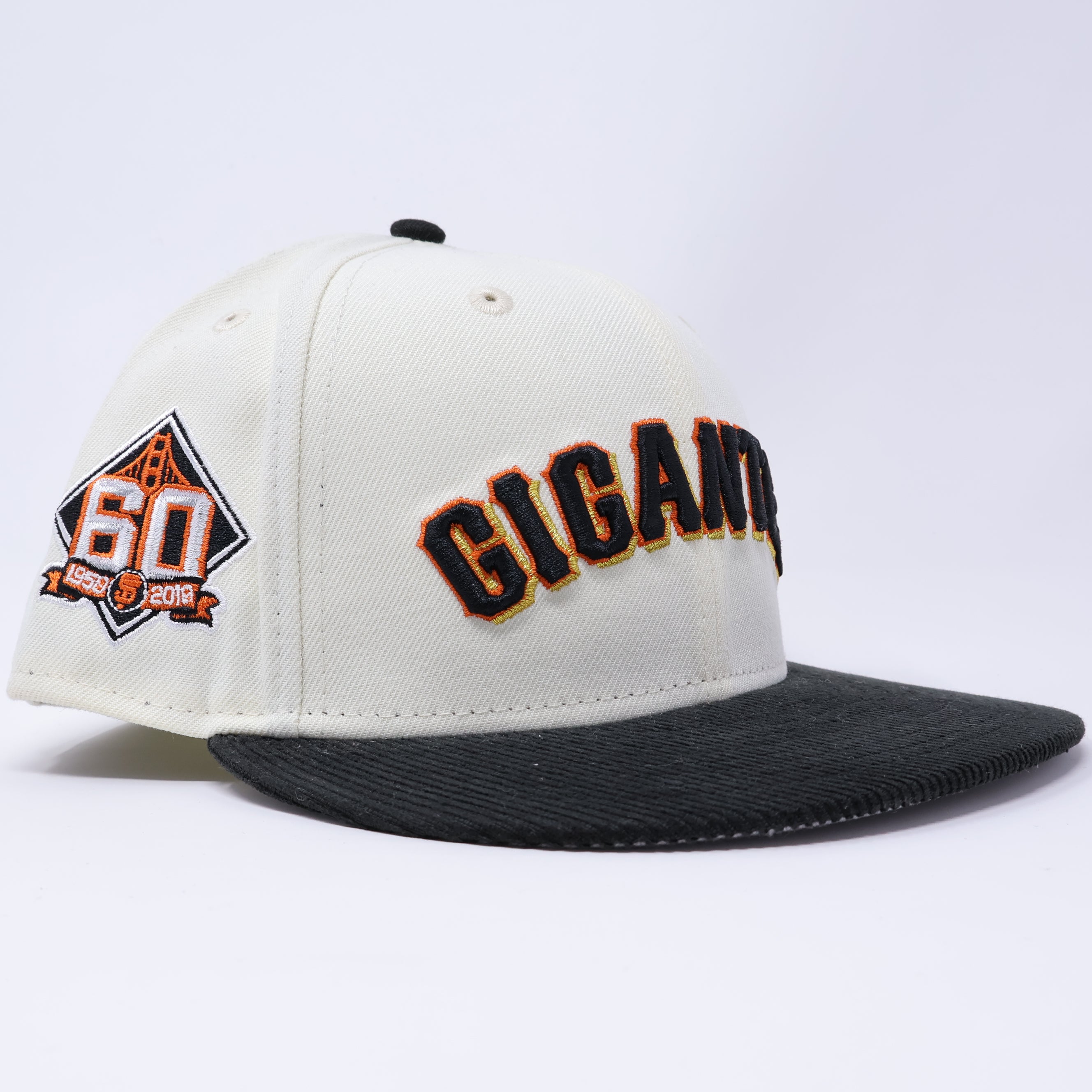 USED 1/8 Chrome San Francisco Giants 60th Anniversary Corduroy 59fifty New Era Fitted Hat Cap