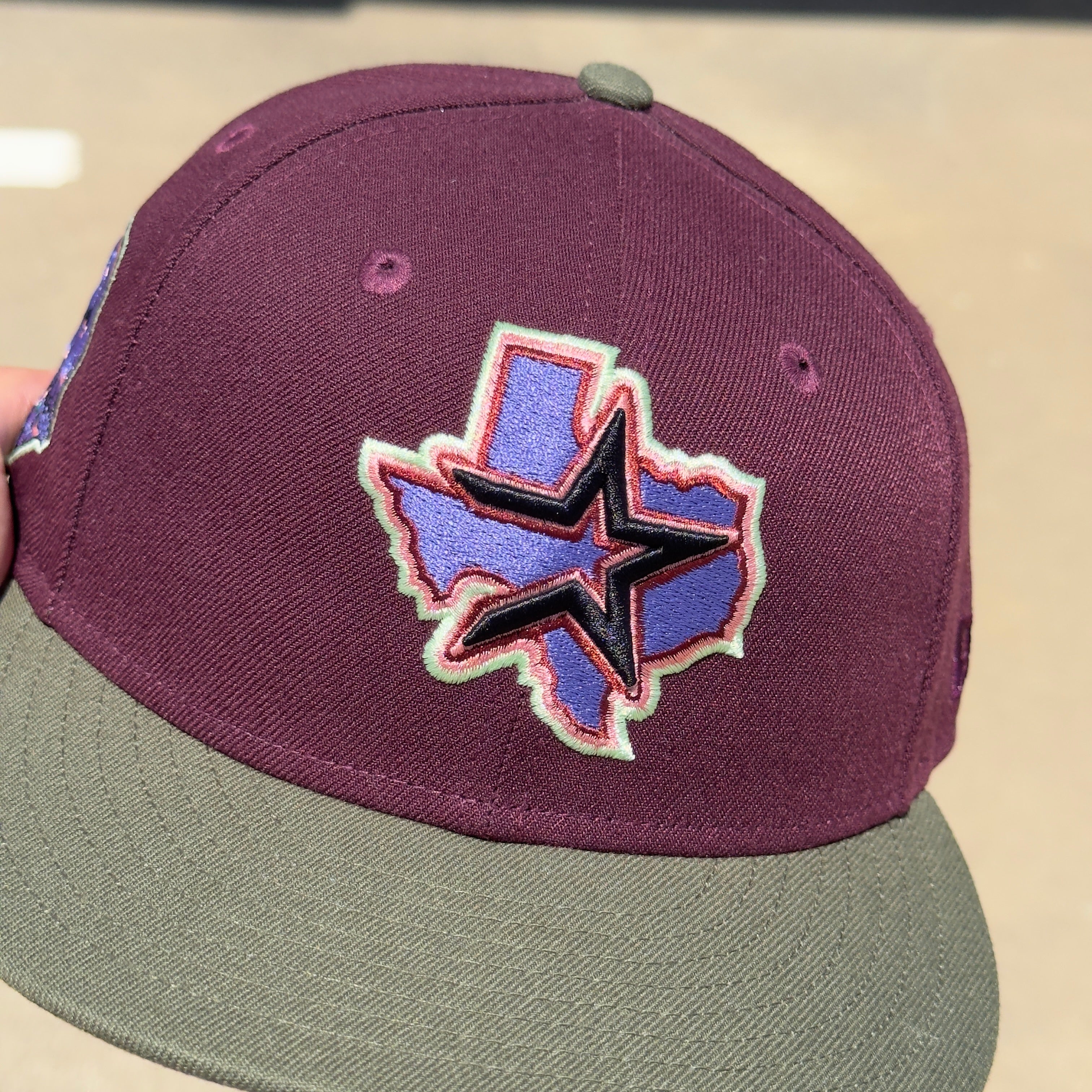 USED 1/2 Maroon Houston Astros 60th Anniversary Hatclub 59FIFTY New Era Fitted Hat