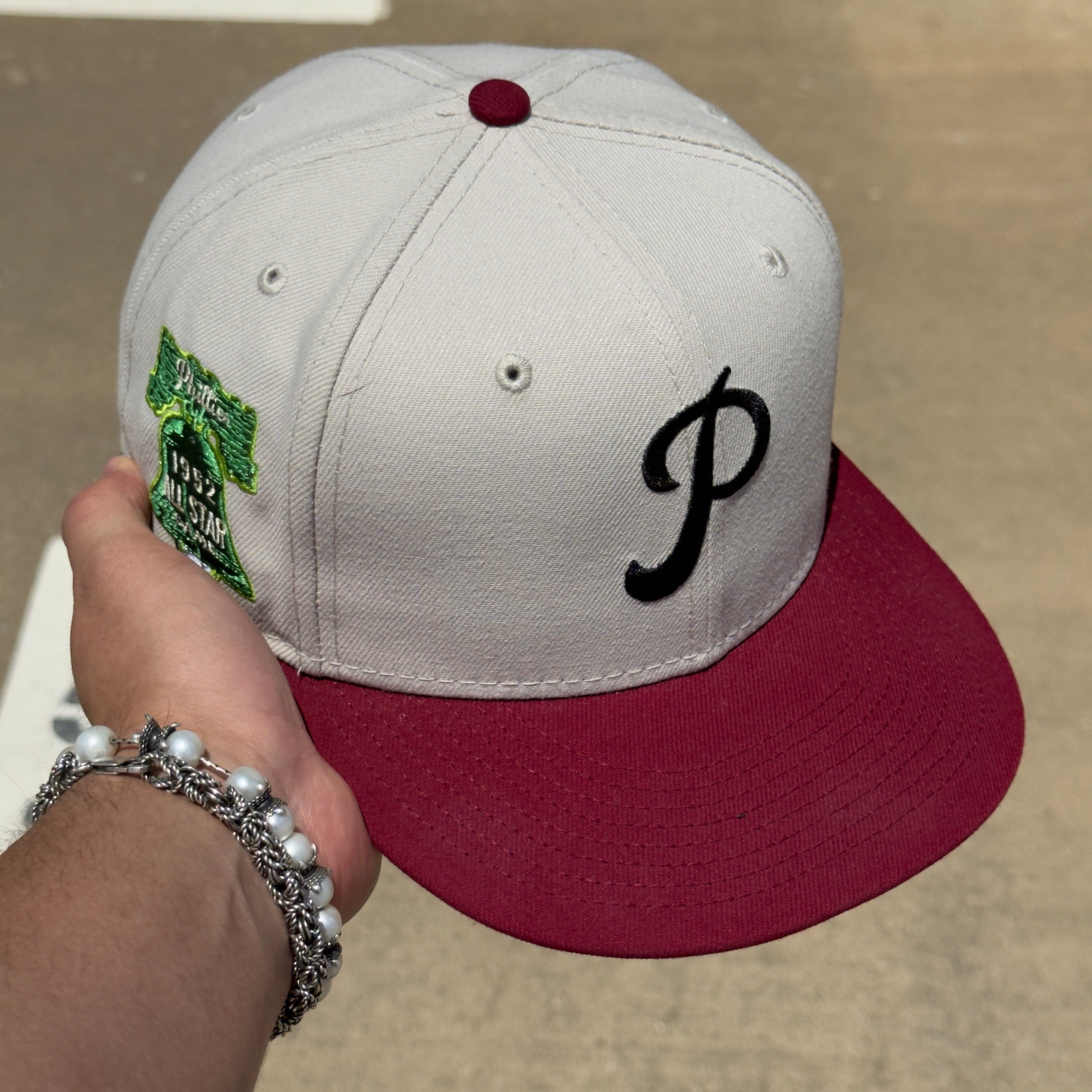 USED 1/2 Stone Philadelphia Phillies 1952 All Star Game 59FIFTY New Era Fitted Hat