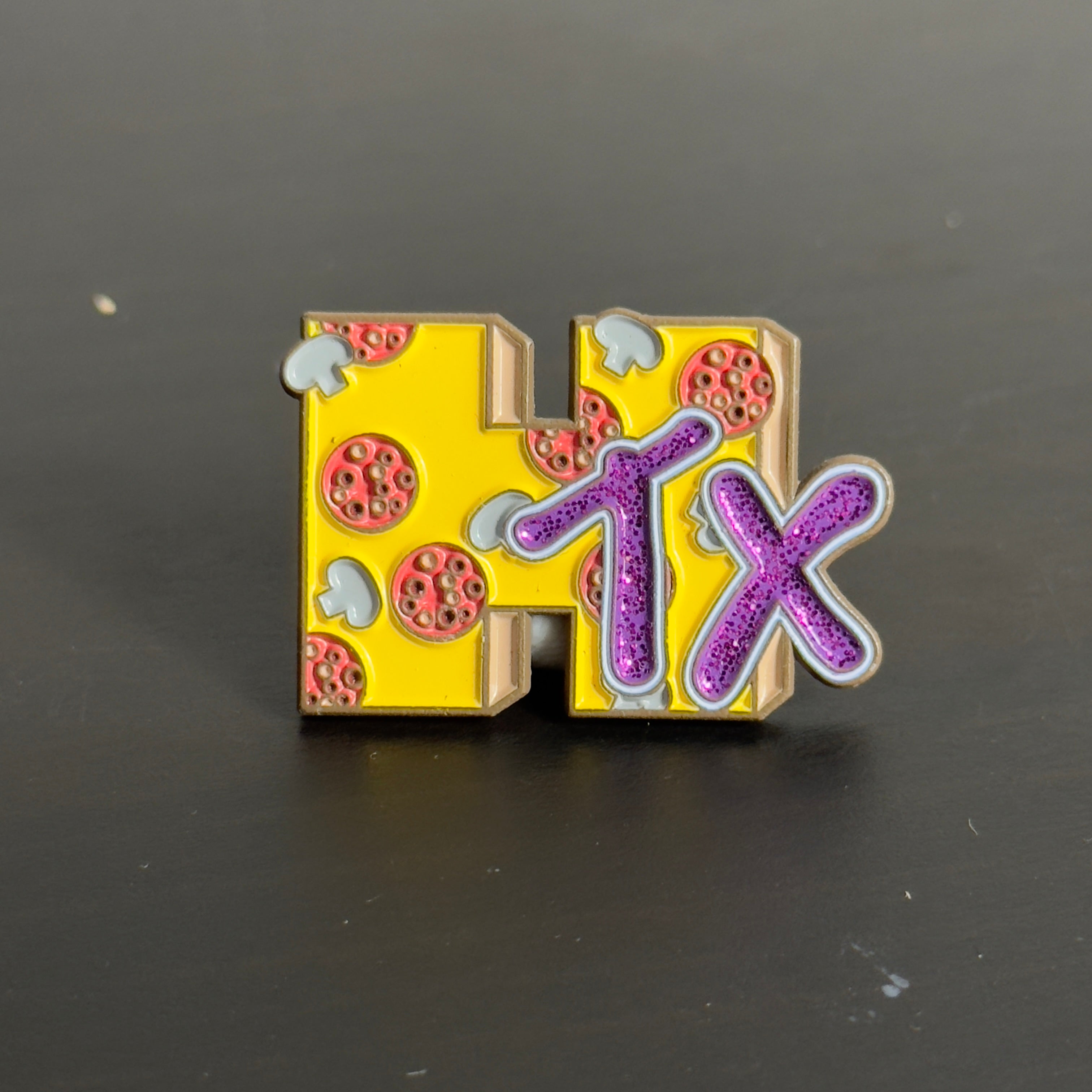 HTX Pizza Graphic Pin