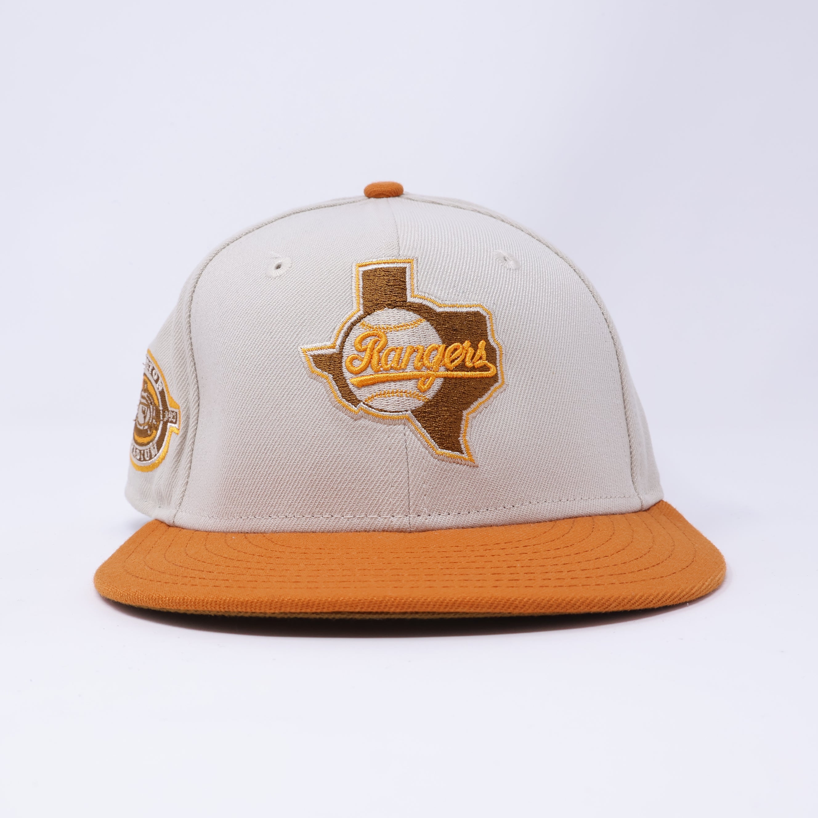 USED 6 7/8 Khaki Dallas Texas Rangers Arlington Stadium 59fifty New Era Fitted Hat Cap