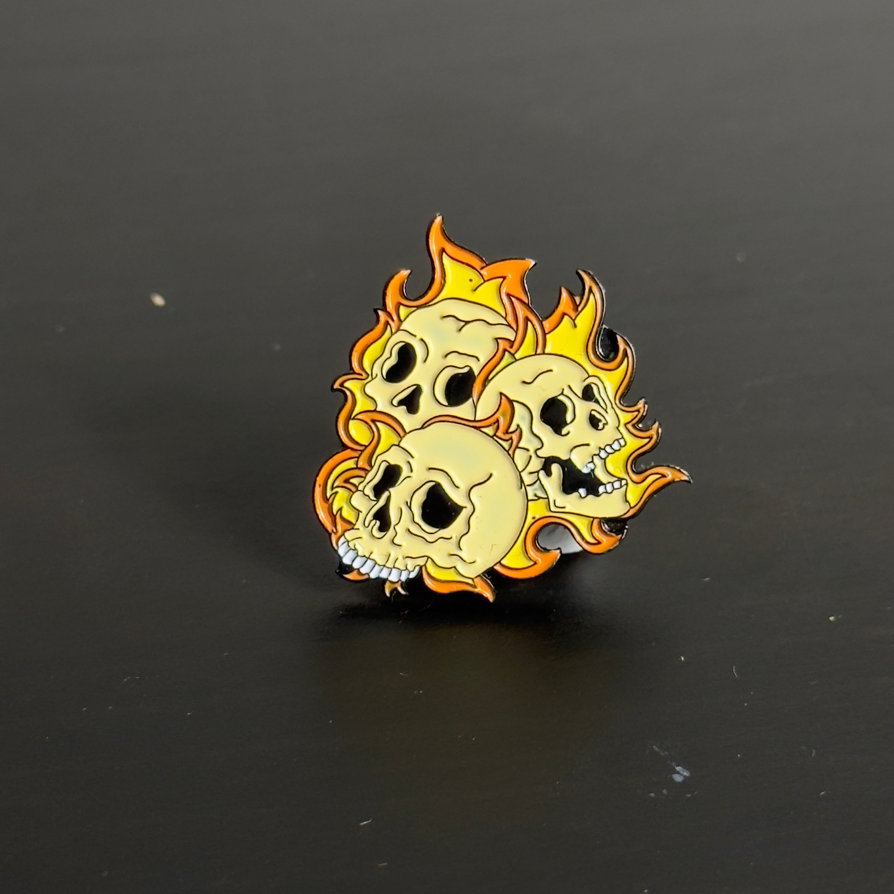 Fire Skulls Graphic Pin