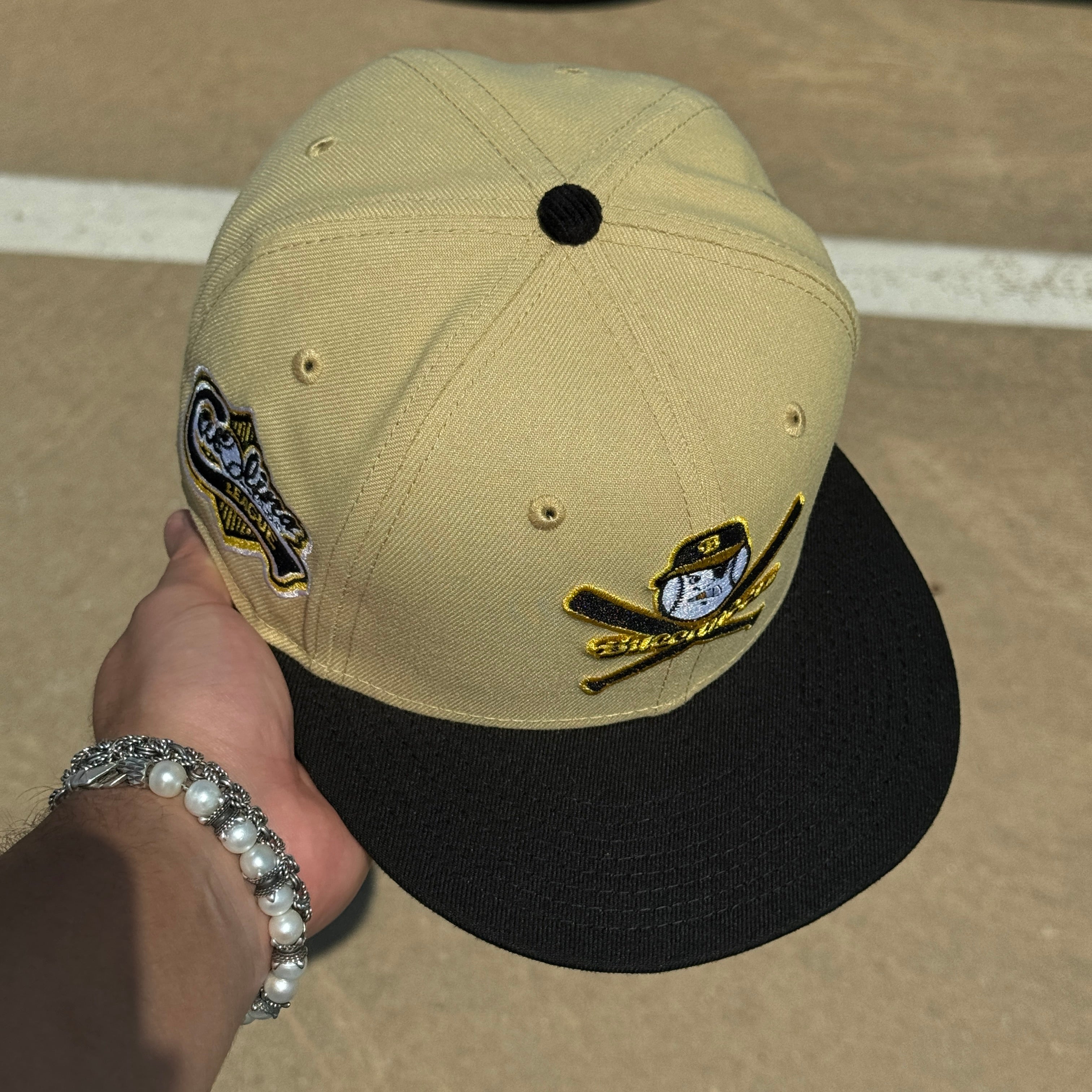 USED 1/8 Khaki Carolina Buccaneers Minor League 59fifty New Era Fitted Hat Cap