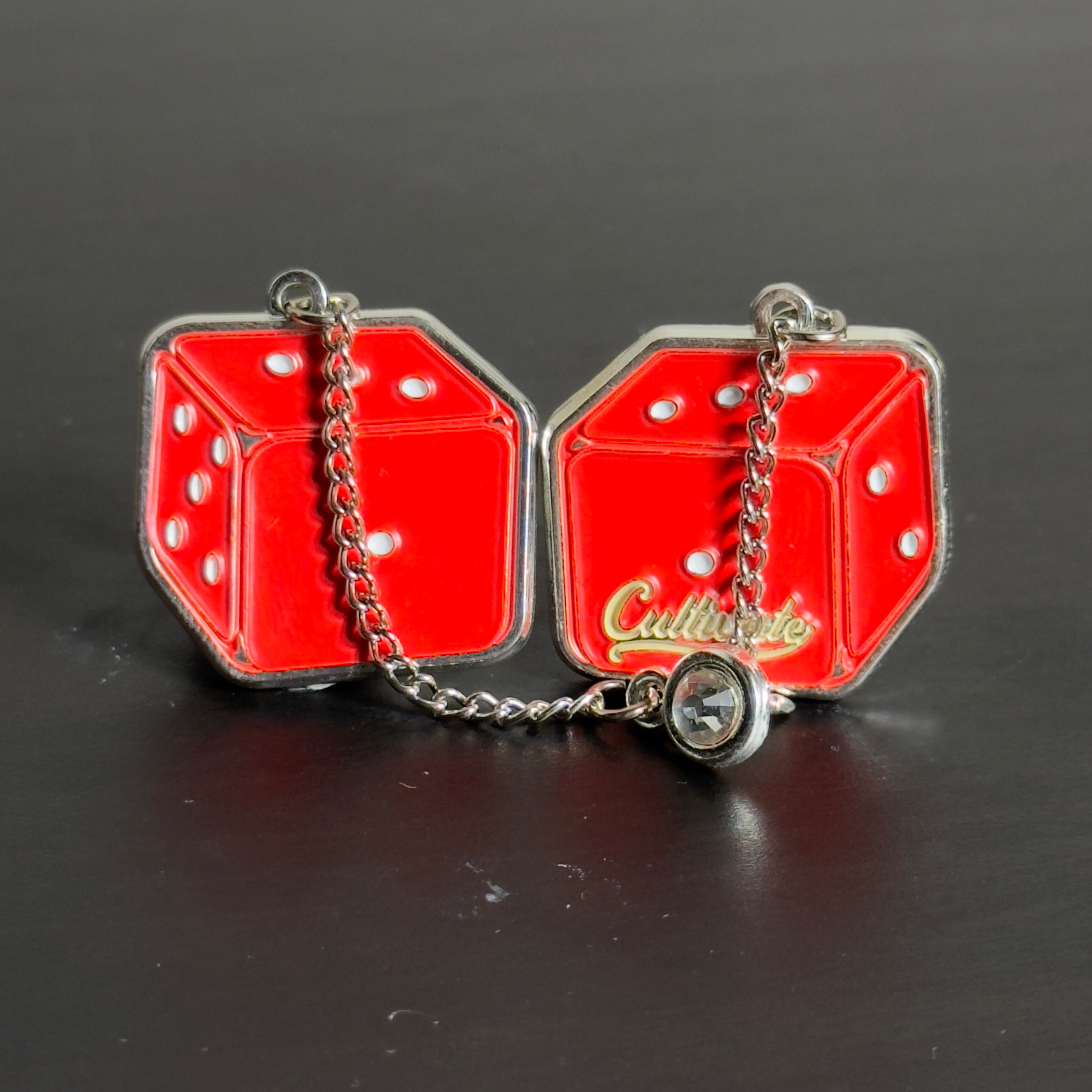 Red Dice Chain Pin