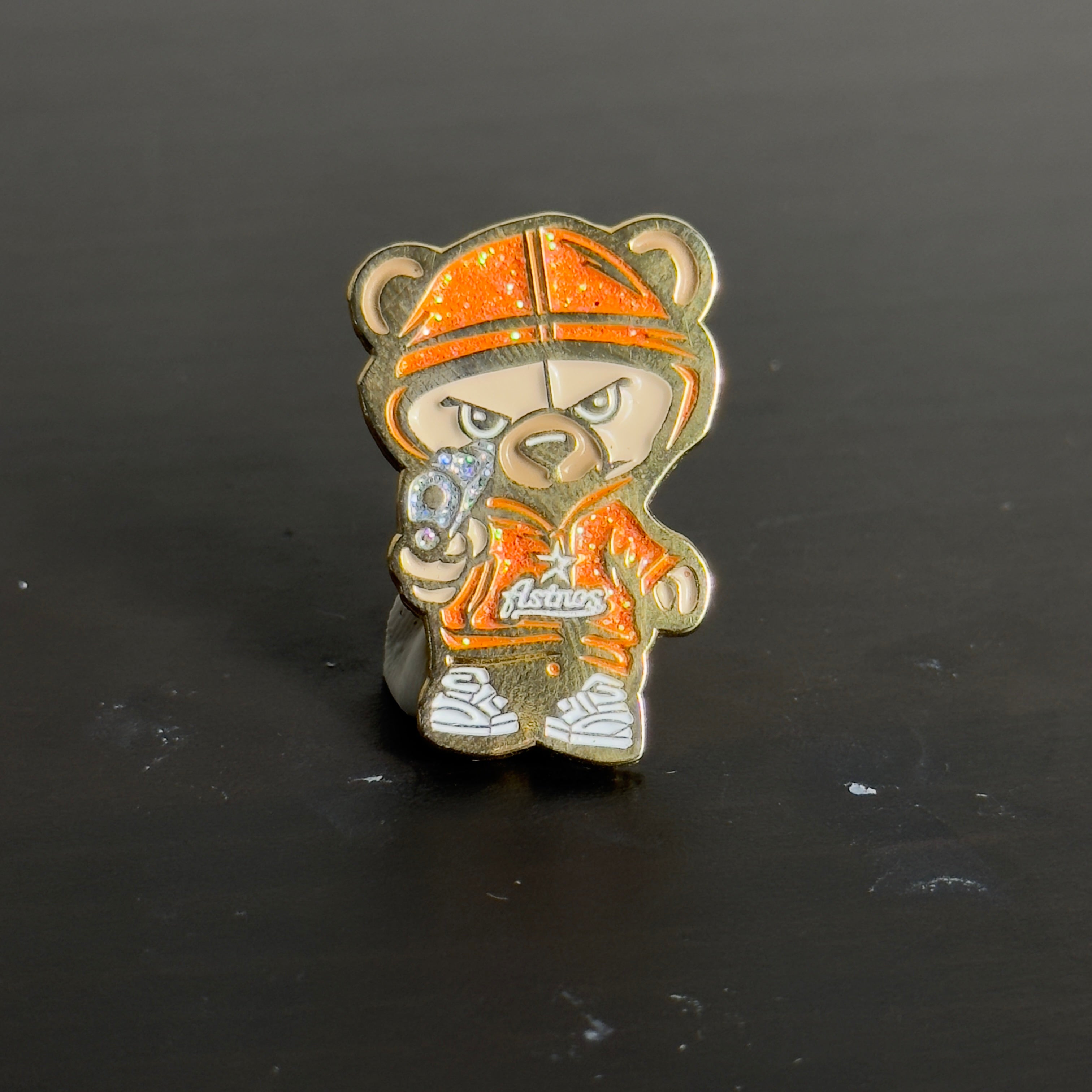 Bear with Gun Graphic Pin