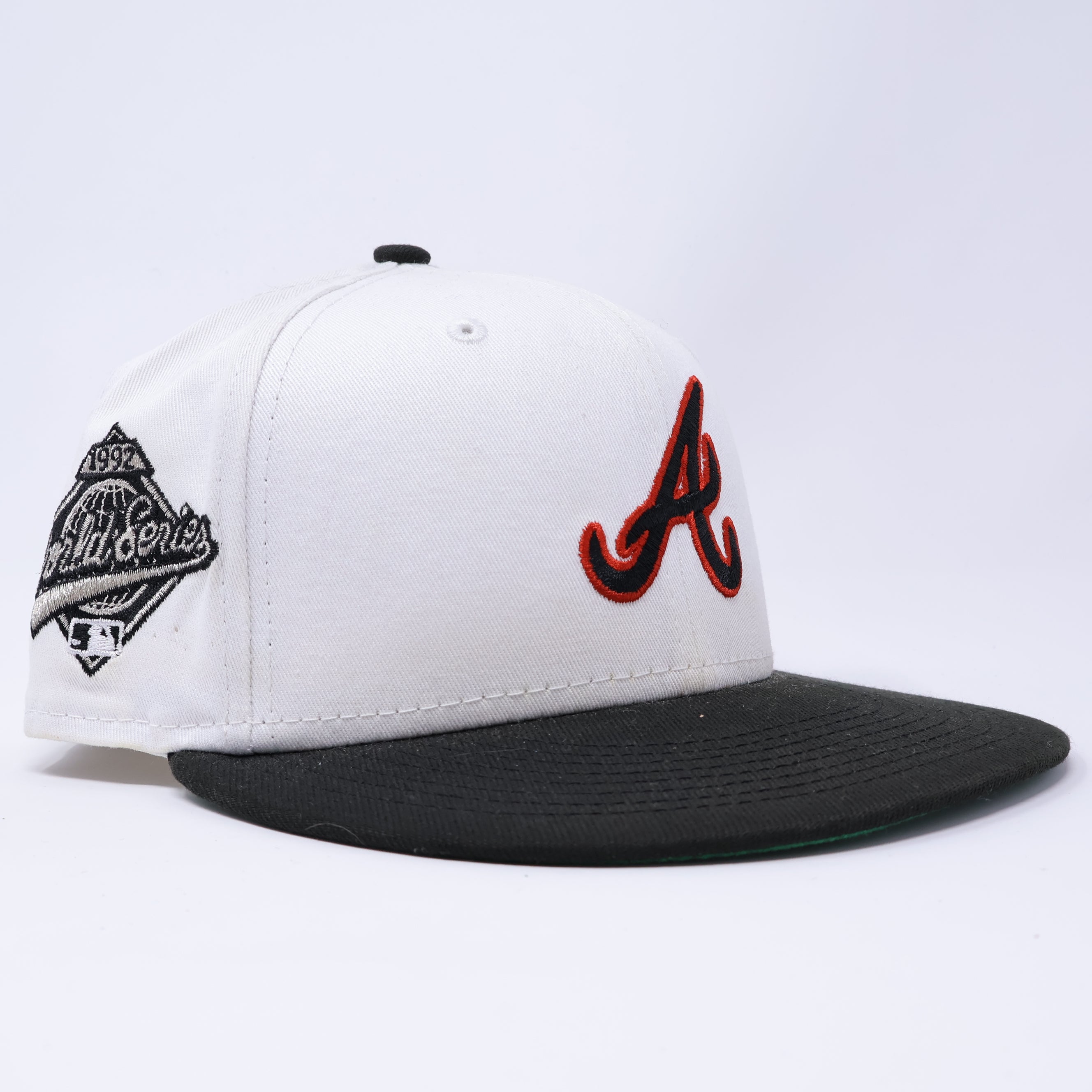 USED 1/8 White Atlanta Braves 1992 World Series 59fifty New Era Fitted Hat Cap
