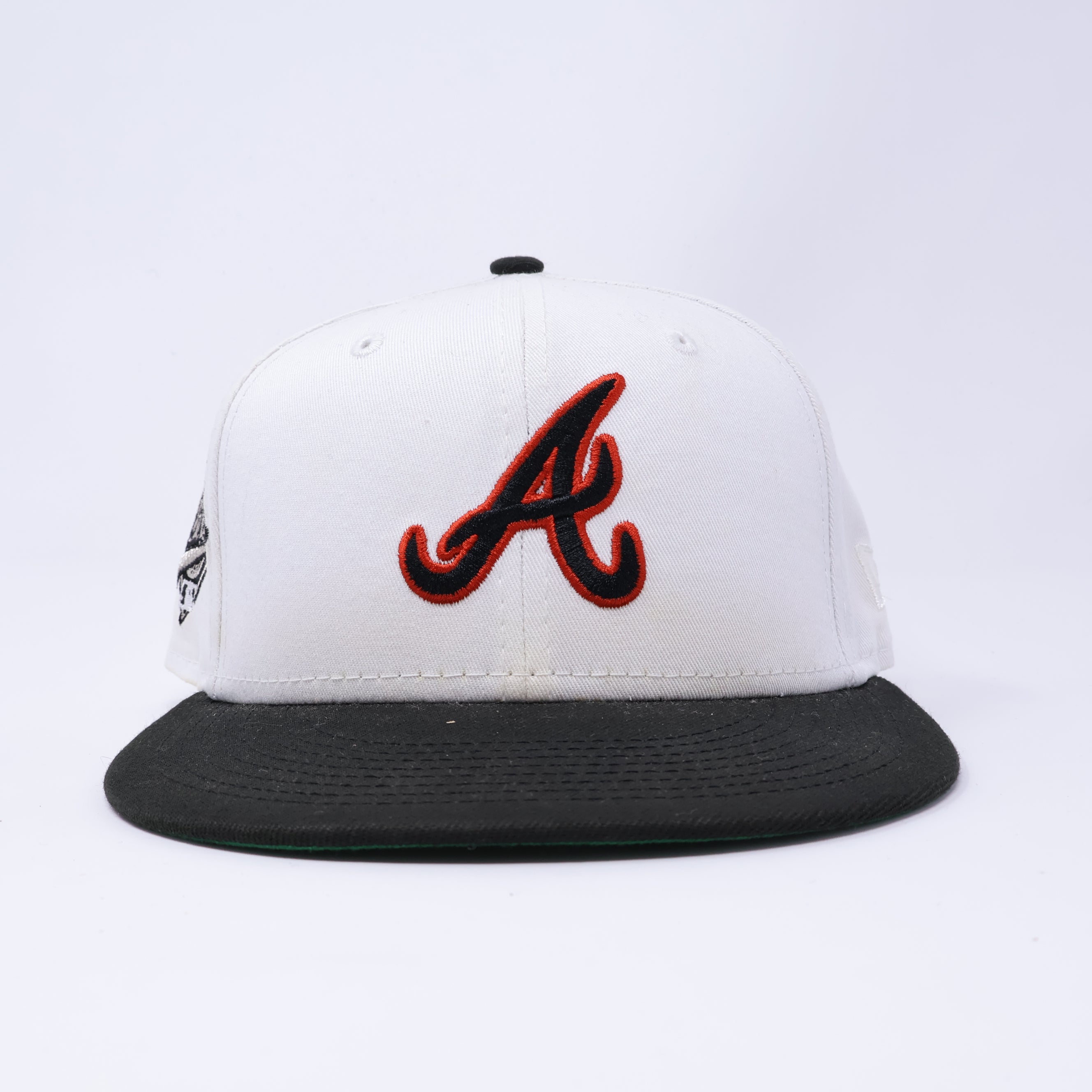 USED 1/8 White Atlanta Braves 1992 World Series 59fifty New Era Fitted Hat Cap