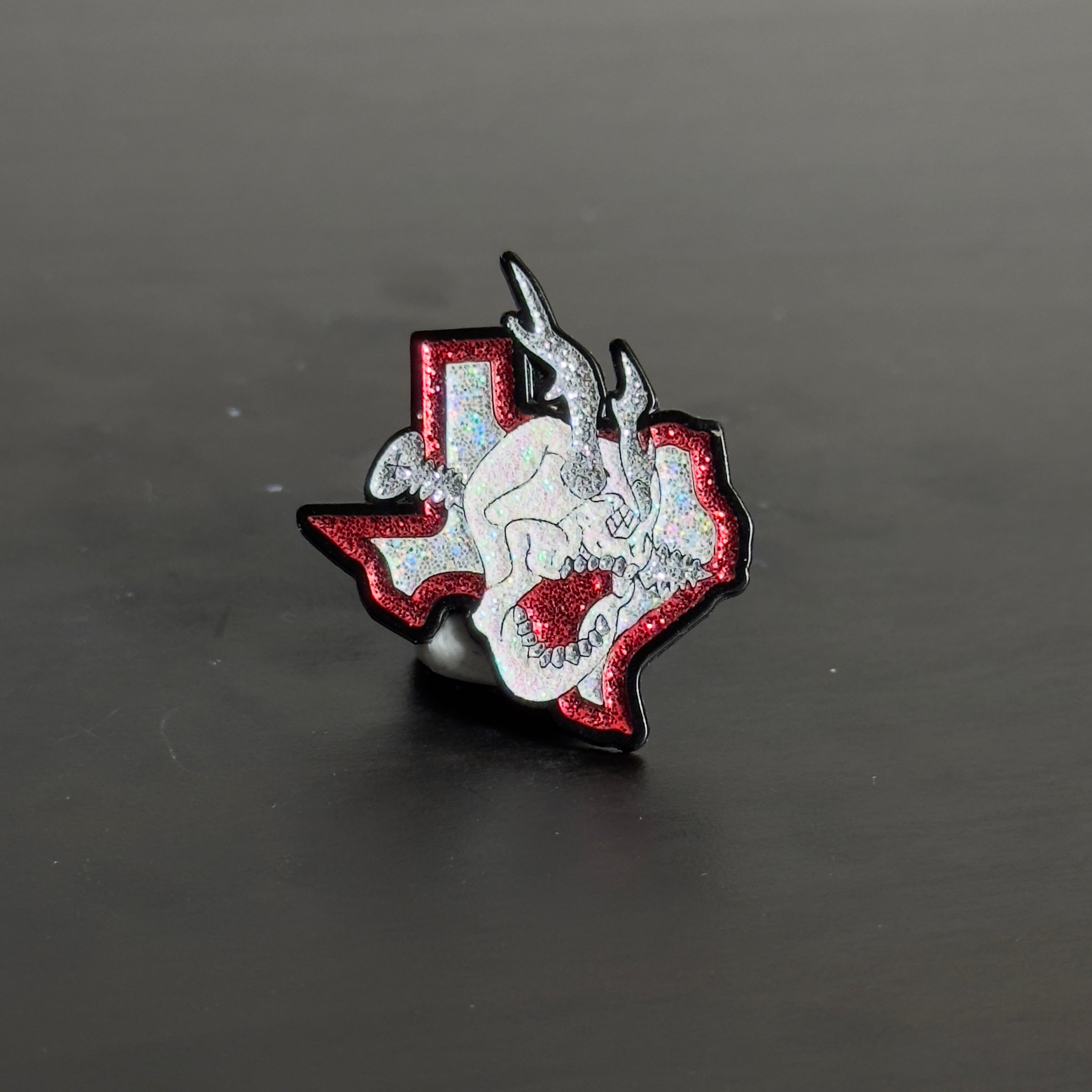 Texas State Skull Flame Graphic Pin