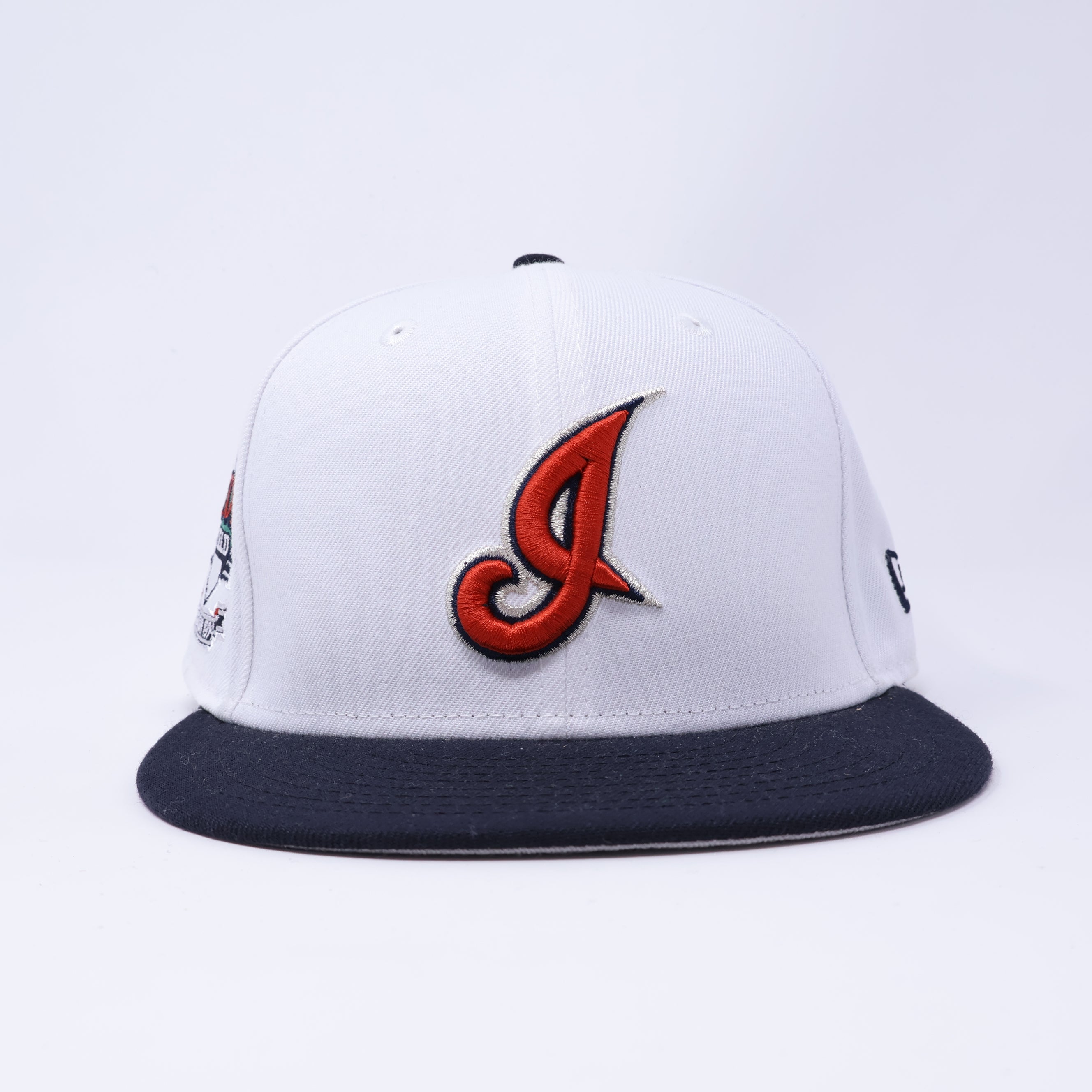 USED 1/8 White Cleveland Indians Jacob Field 59fifty New Era Fitted Hat Cap