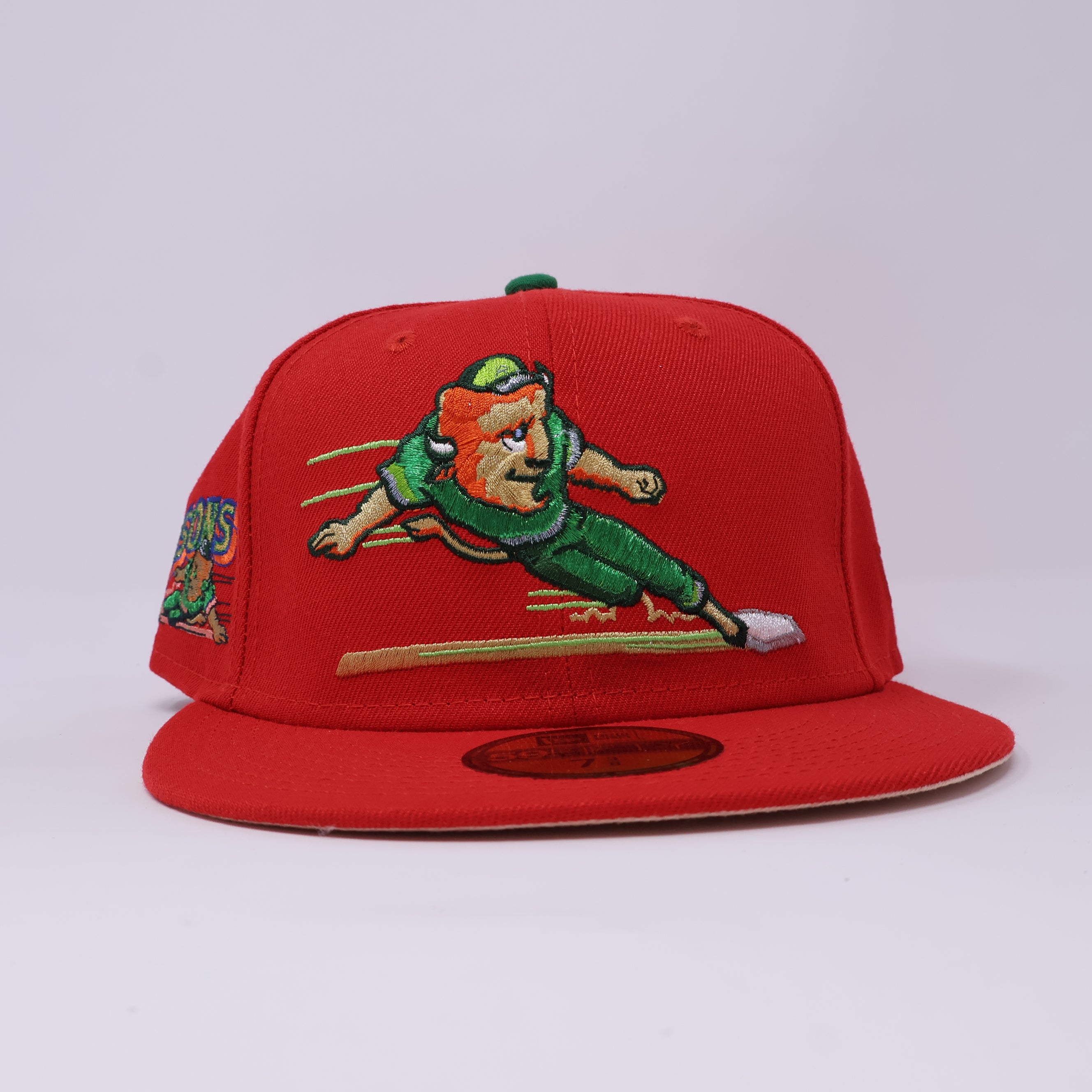 NWT 3/8 Red Buffalo Bisons Sliding Bison 59fifty New Era Fitted Hat Cap
