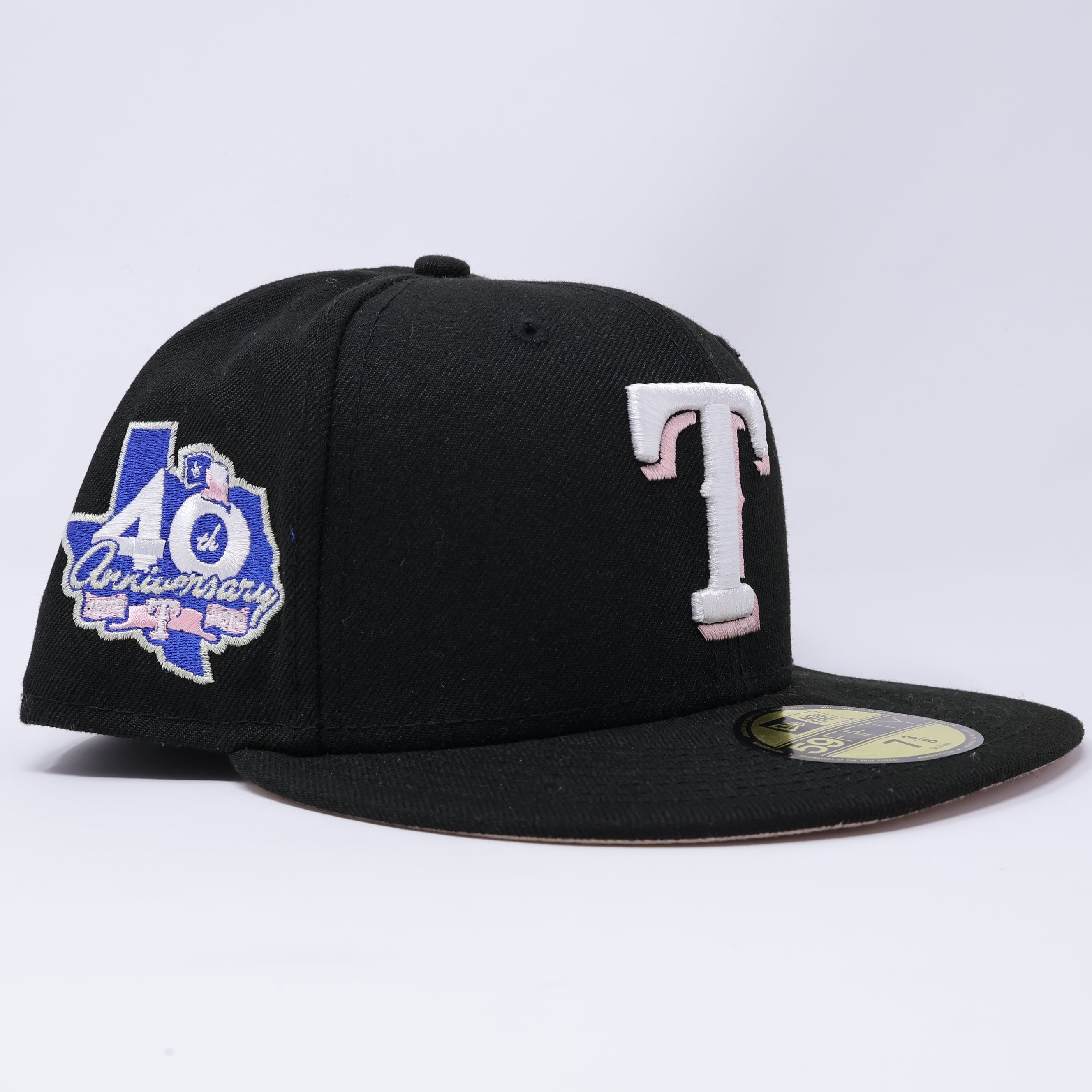 USED 3/8 Black Dallas Texas Rangers 40th Anniversary 59fifty New Era Fitted Hat Cap