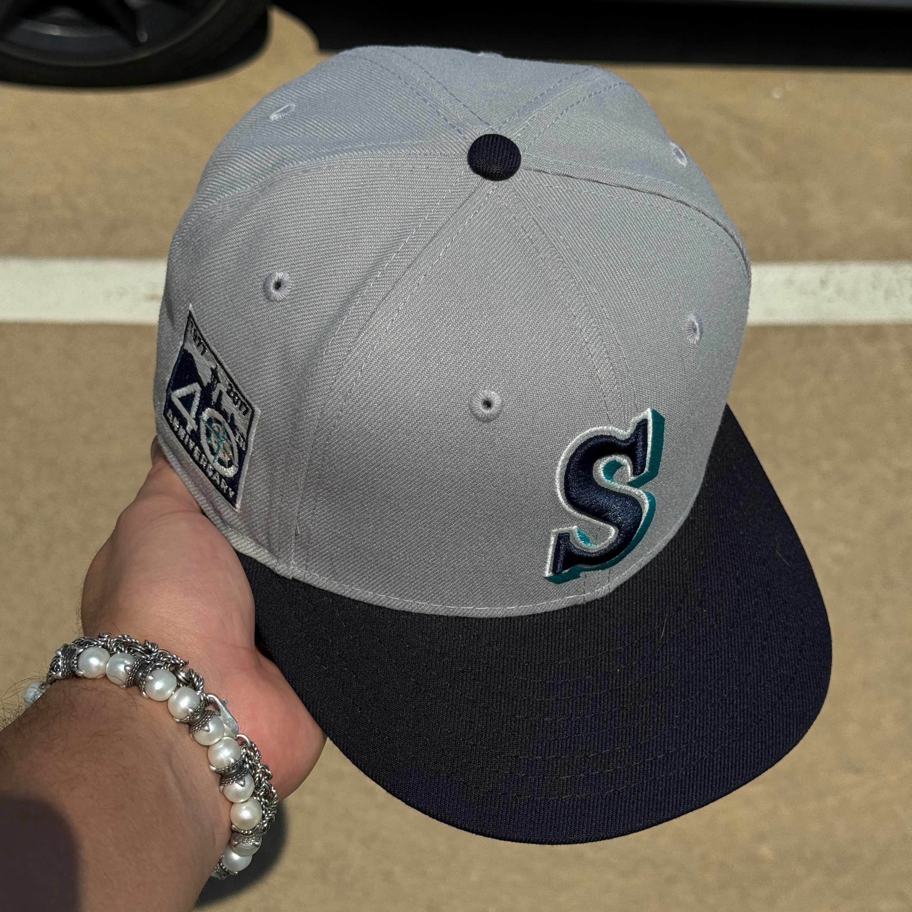 USED 1/8 Gray Seattle Mariners 40th Season 59fifty New Era Fitted Hat Cap