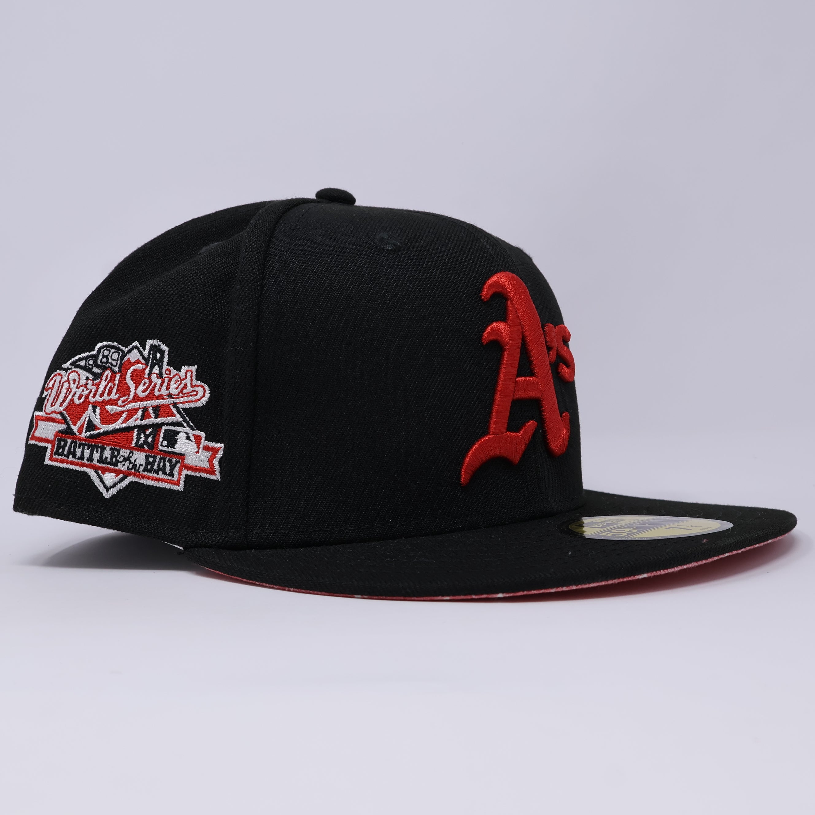 NWT 1/8 Black Oakland Athletics 1989 World Series 59fifty New Era Fitted Hat Cap