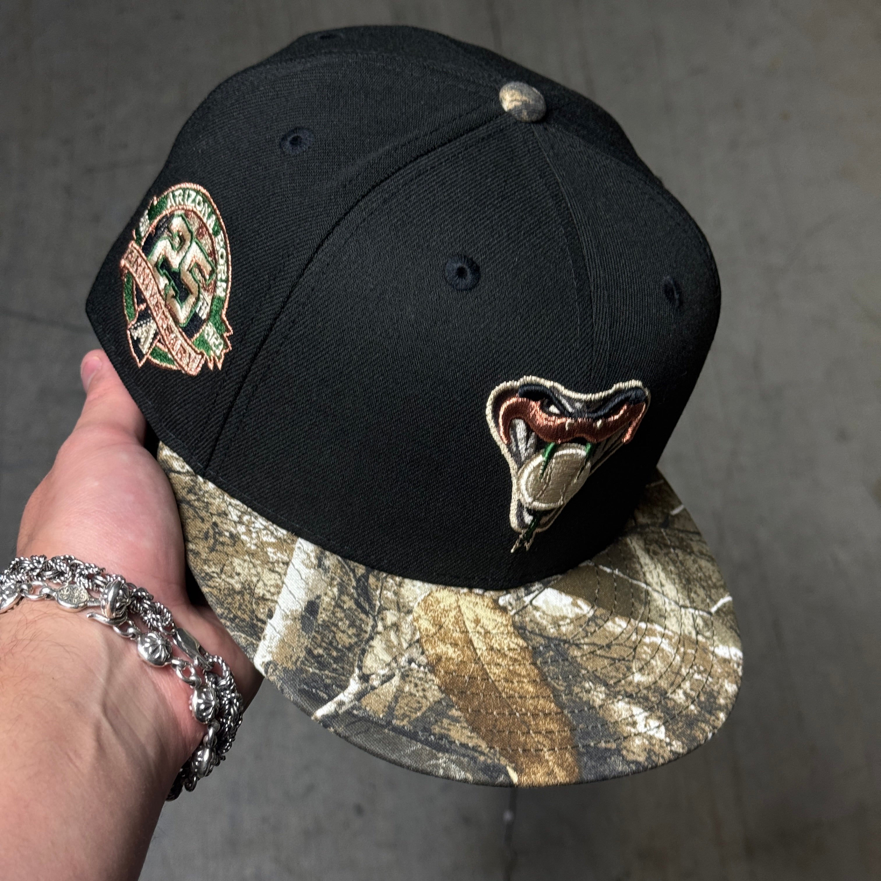 NWT 1/4 Black Arizona Diamondbacks 25th Anniversary 59fifty New Era Fitted Hat Cap