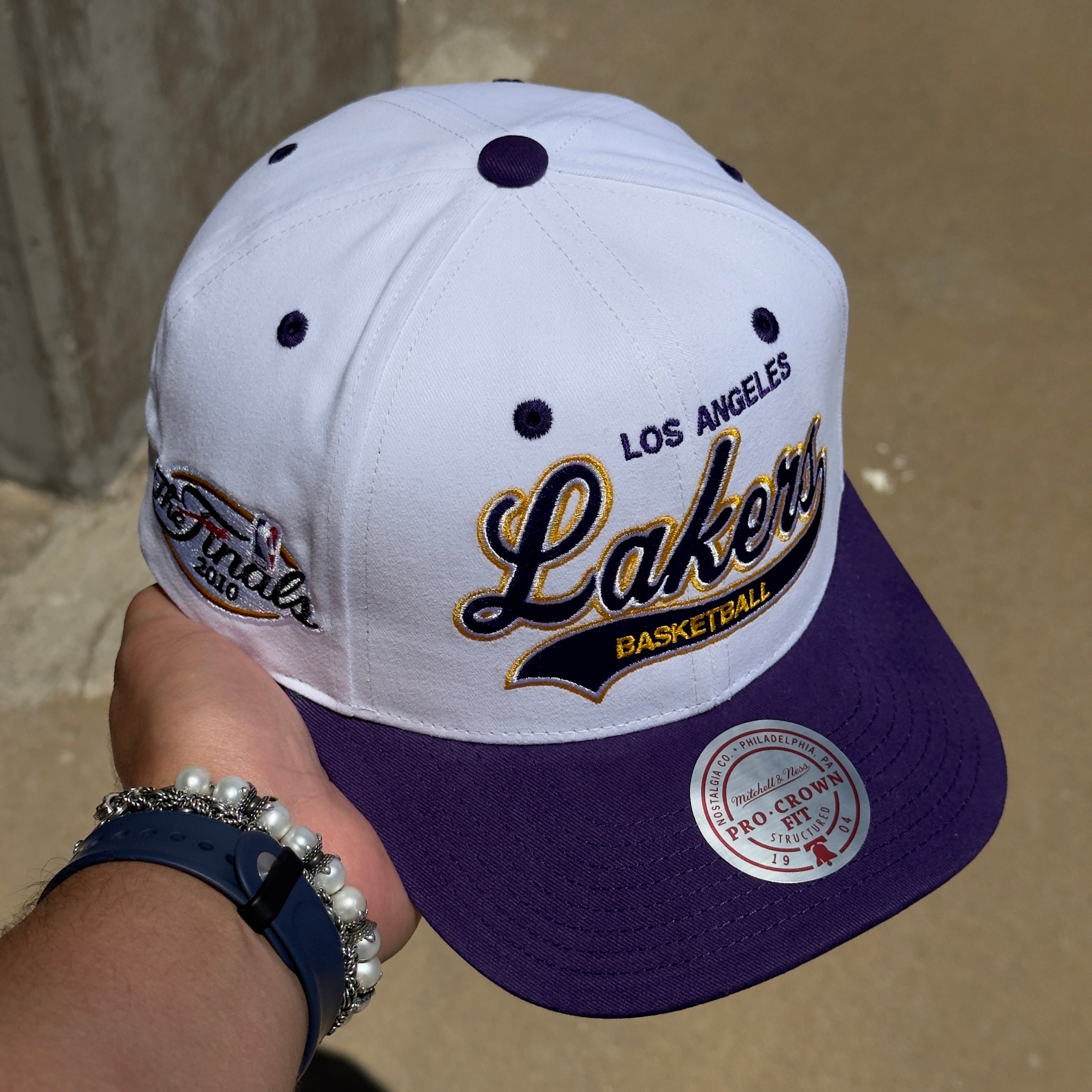 NEW White Los Angeles Lakers The Finals NBA Mitchell and Ness Adjustable One Size