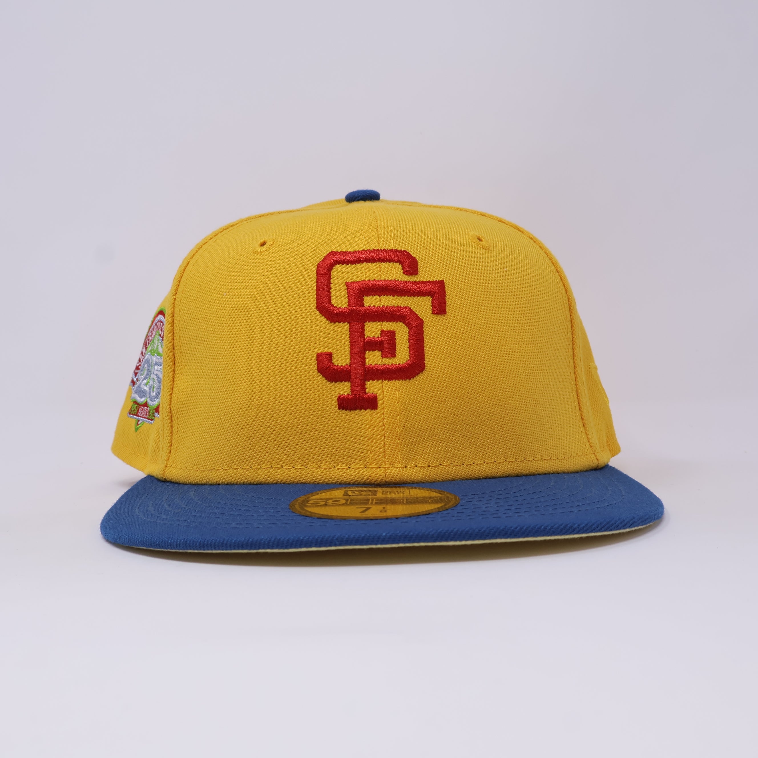 NWT 1/8 Yellow San Francisco Giants 25th Anniversary 59fifty New Era Fitted Hat Cap