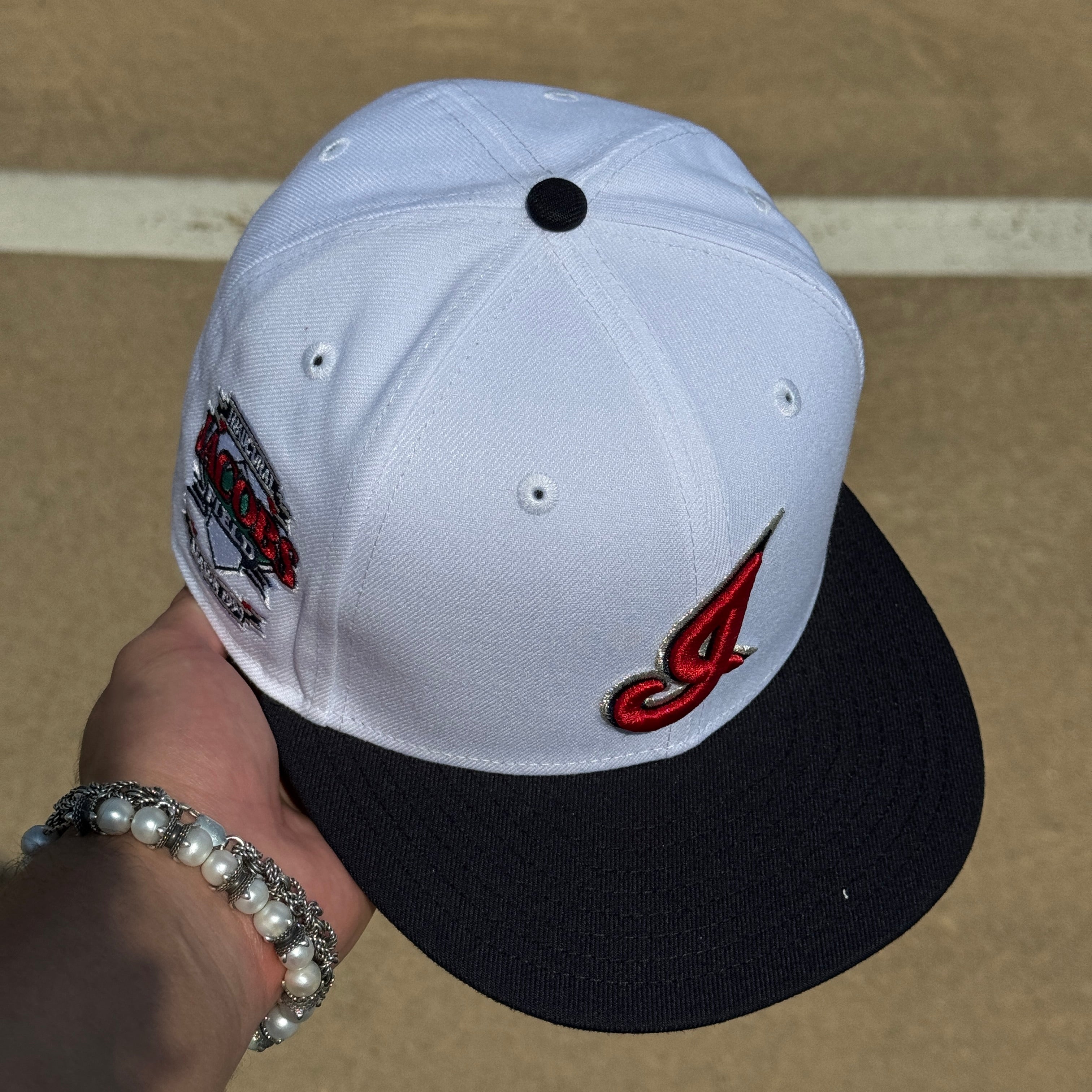 USED 1/8 White Cleveland Indians Jacob Field 59fifty New Era Fitted Hat Cap