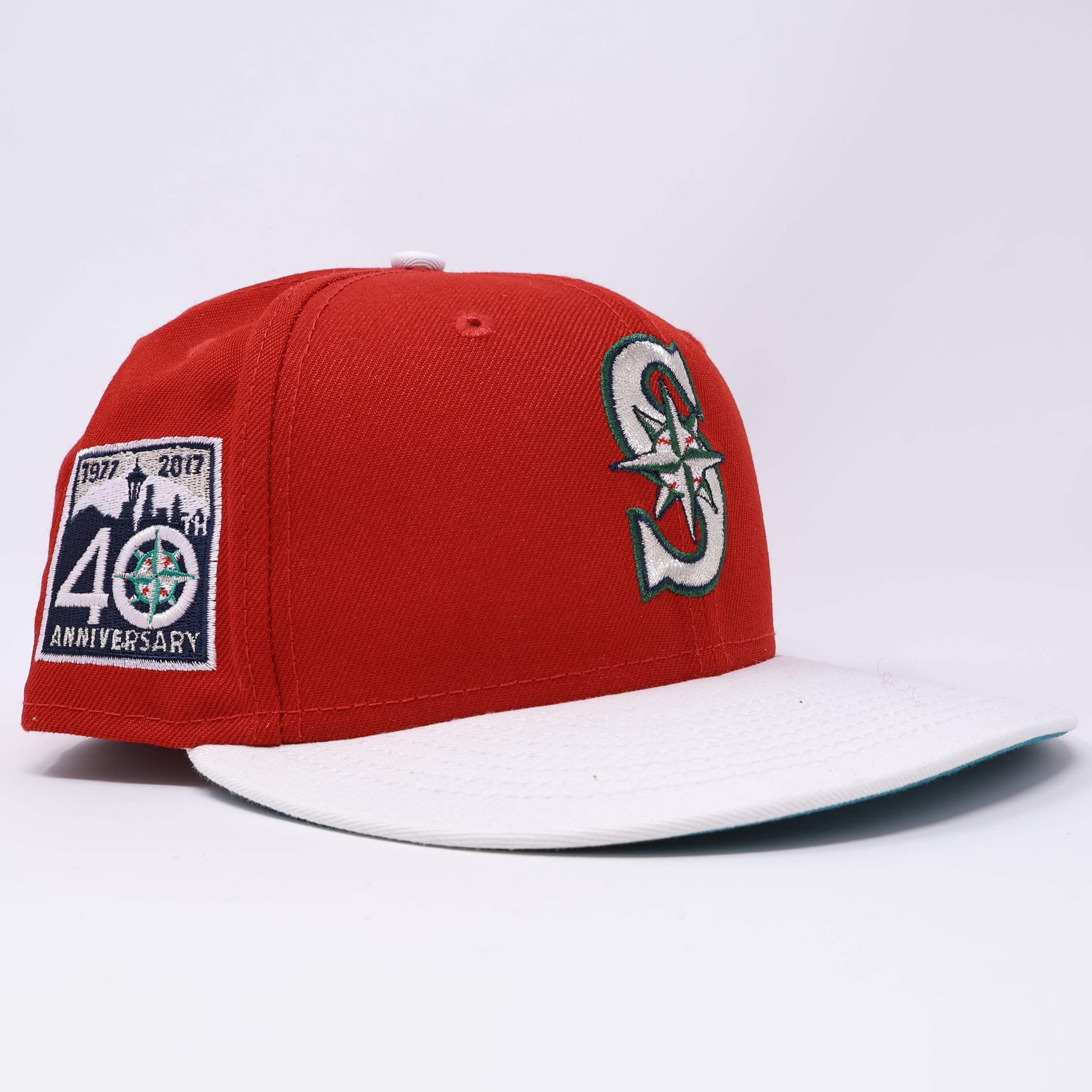 USED 1/4 Red Seattle Mariners 40th Anniversary 59fifty New Era Fitted Hat Cap