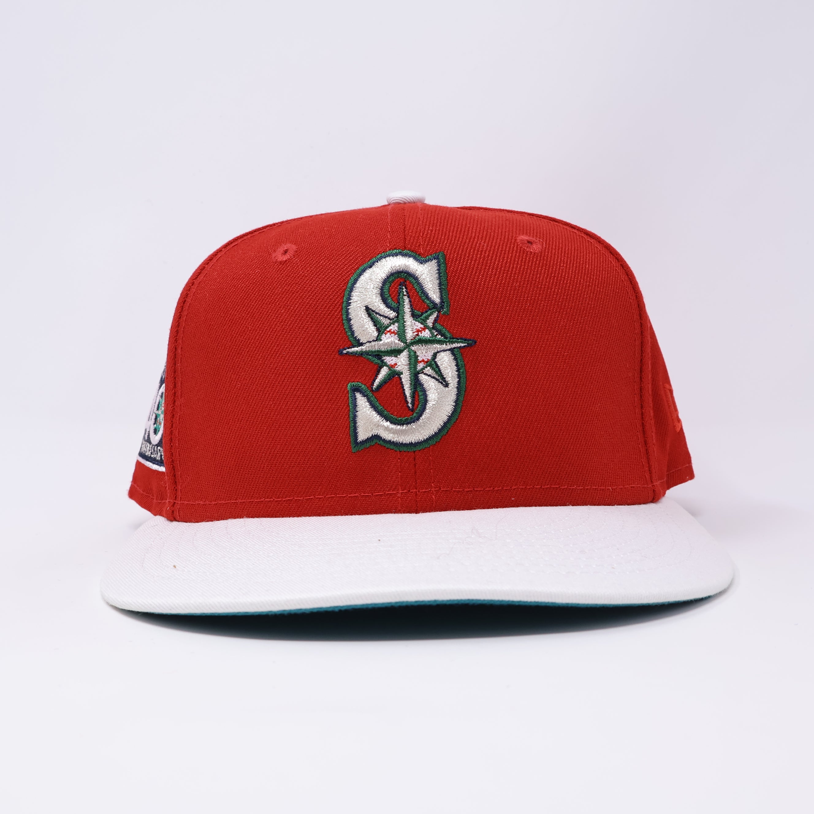 USED 1/4 Red Seattle Mariners 40th Anniversary 59fifty New Era Fitted Hat Cap