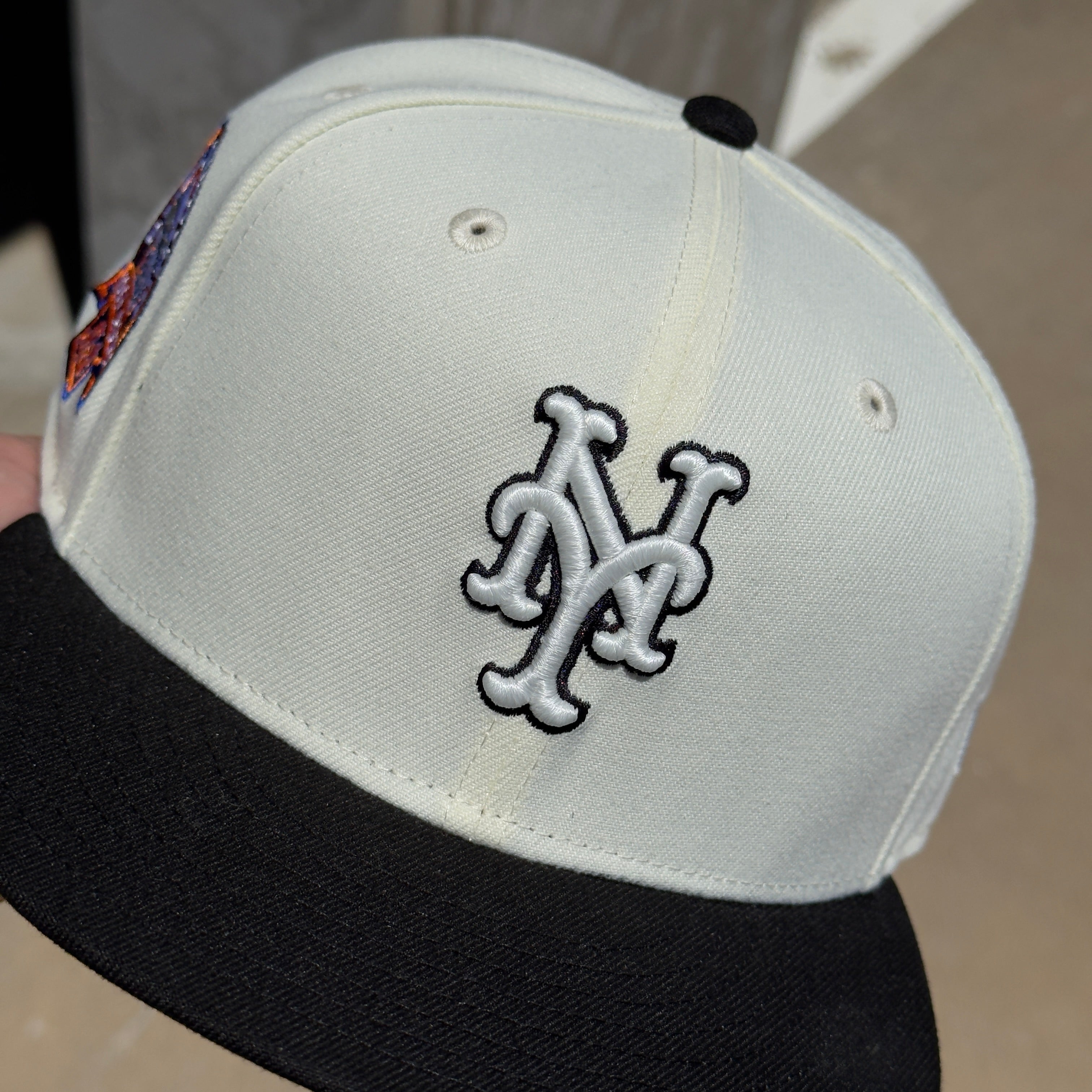 USED 1/2 Chrome White New York Mets Shea Stadium 59FIFTY New Era Fitted Hat