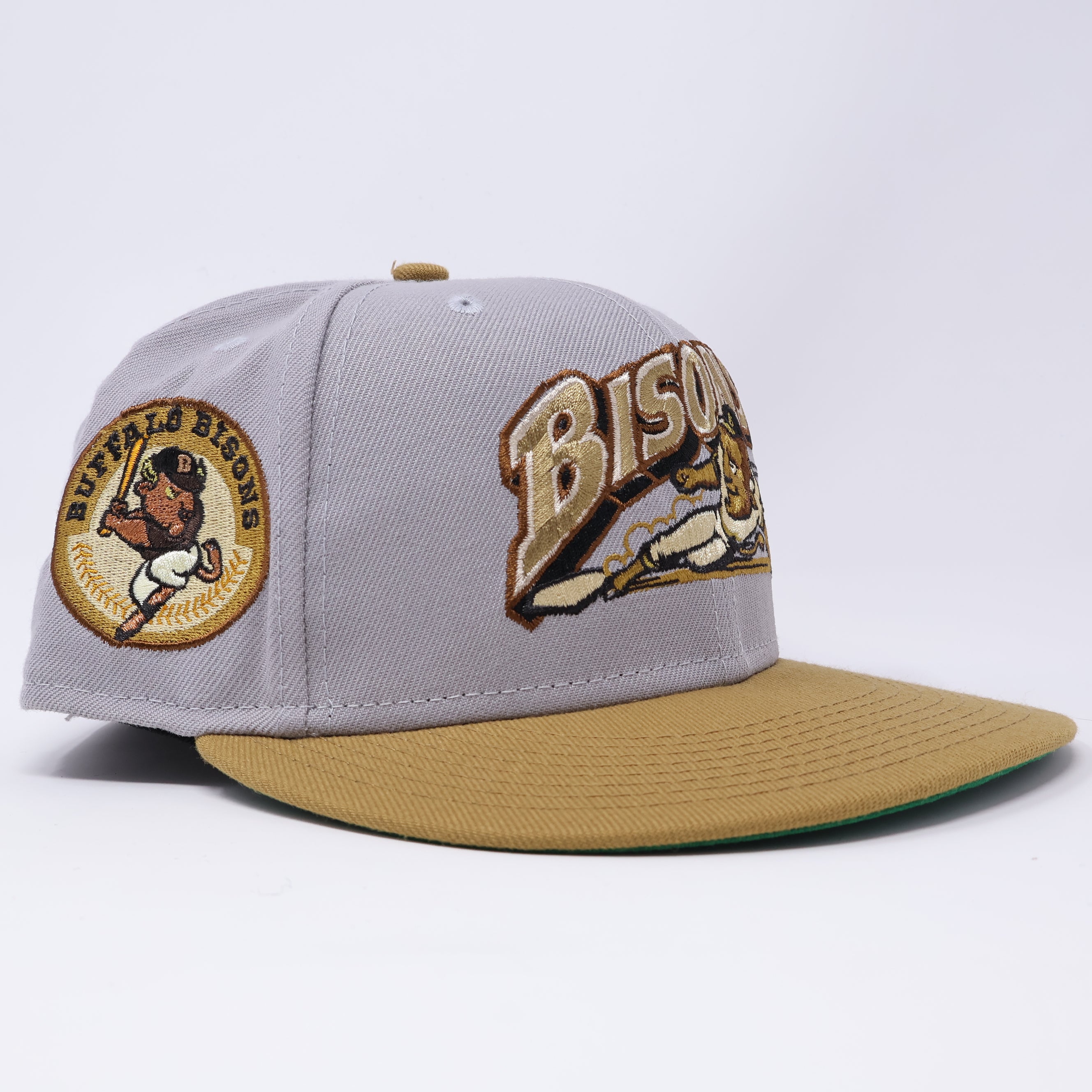 USED 1/4 Gray Buffalo Bisons Minor League 59fifty New Era Fitted Hat Cap