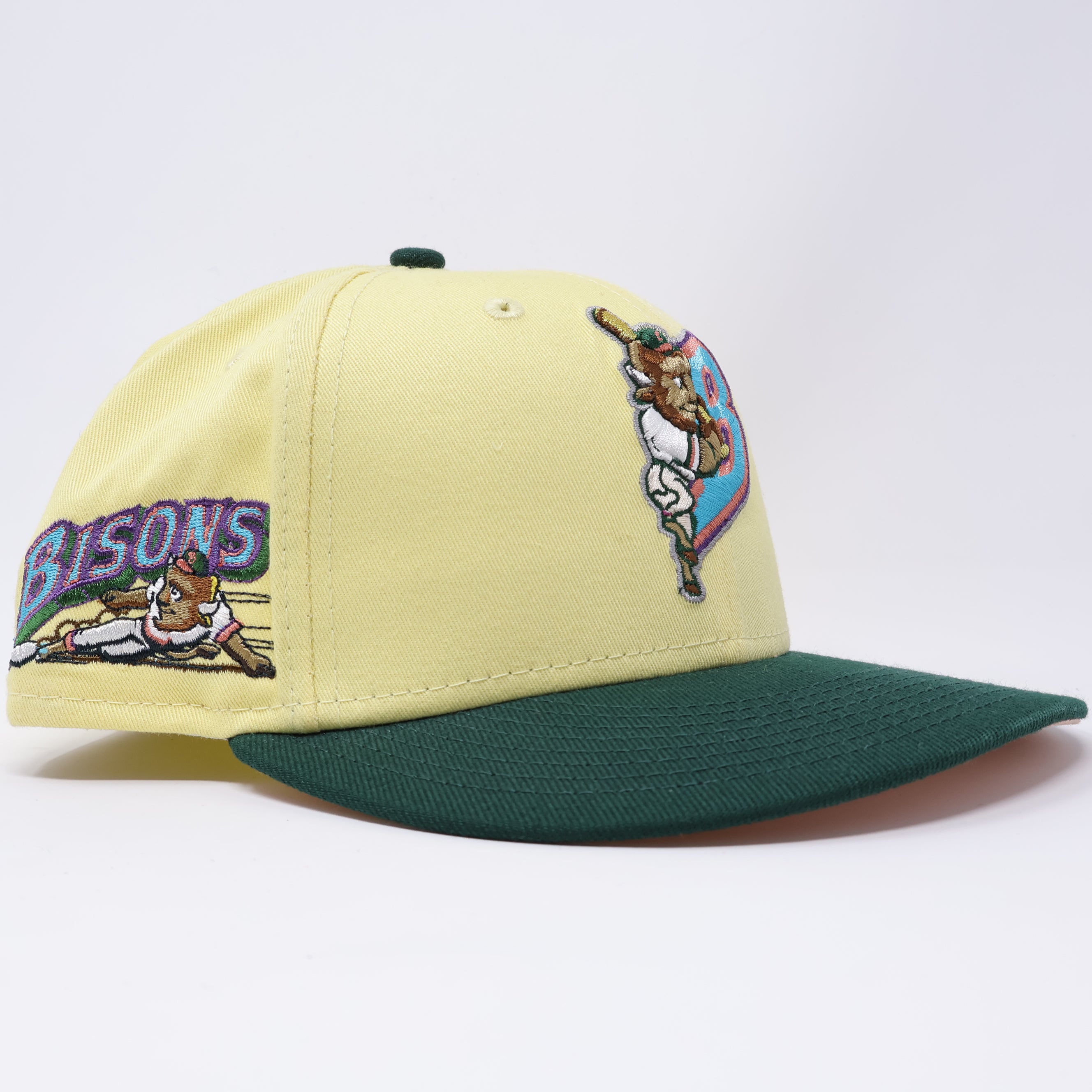 USED 1/4 Yellow Buffalo Bisons Minor League 59fifty New Era Fitted Hat Cap