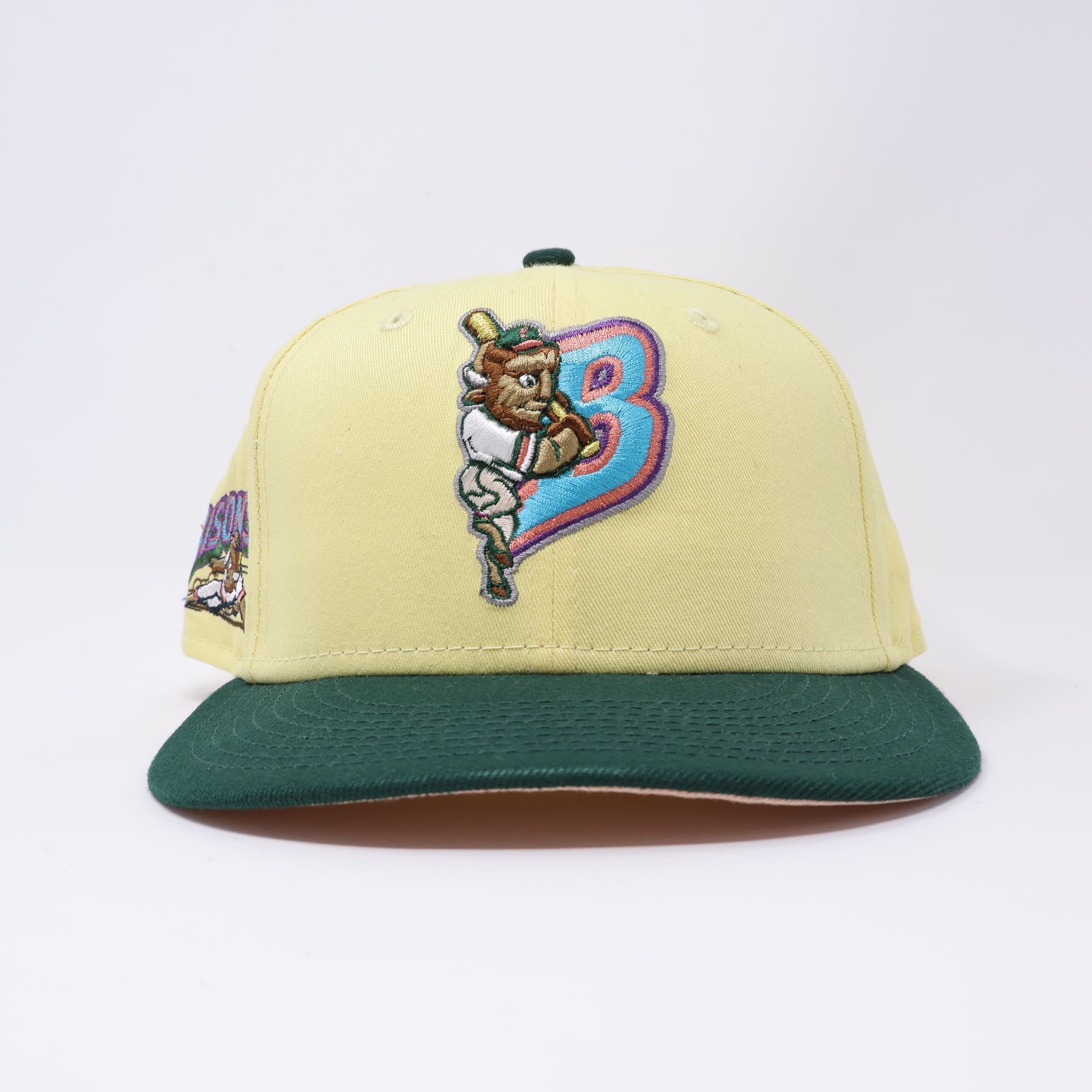 USED 1/4 Yellow Buffalo Bisons Minor League 59fifty New Era Fitted Hat Cap