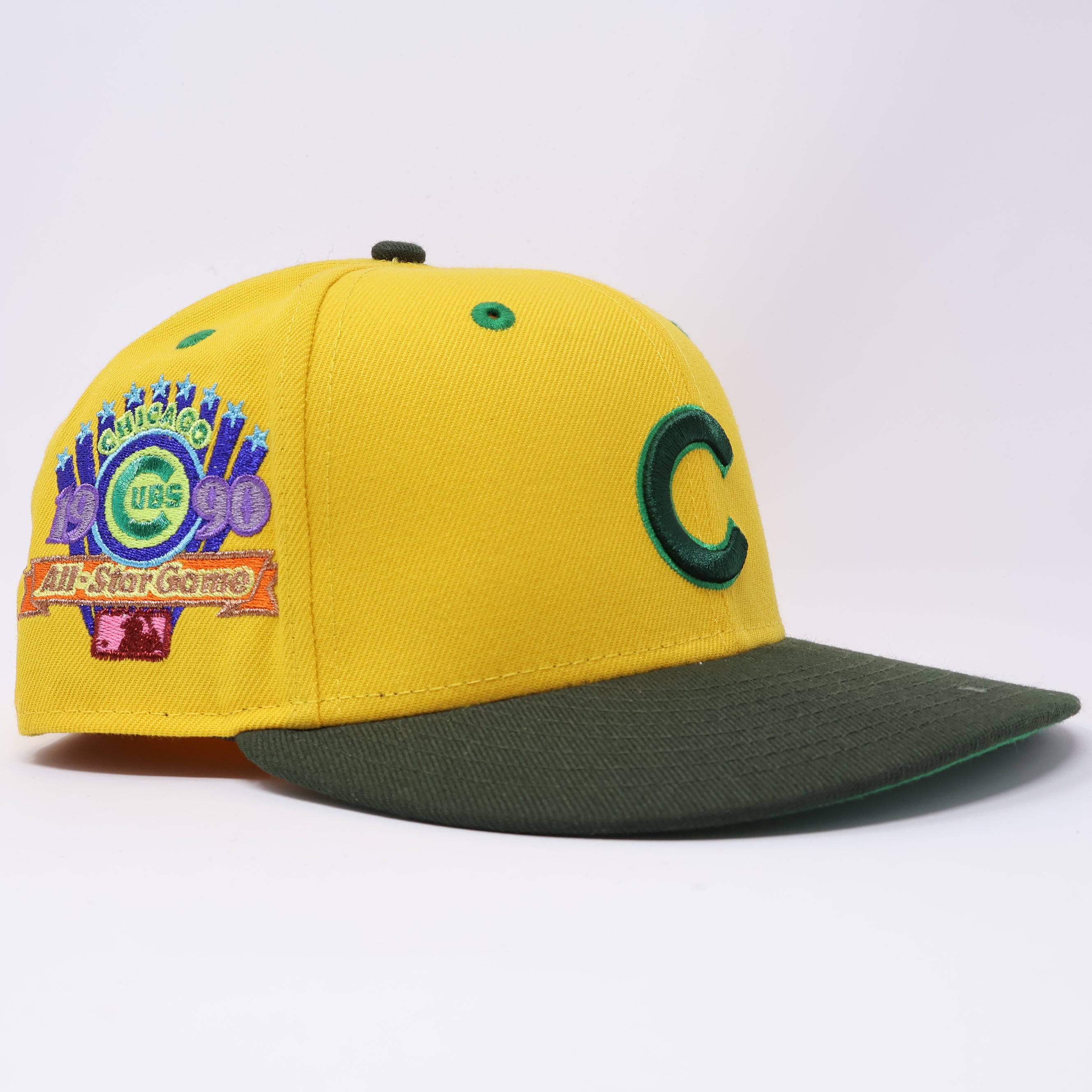 USED 1/4 Yellow Chicago Cubs 1990 All Star Game 59fifty New Era Fitted Hat Cap